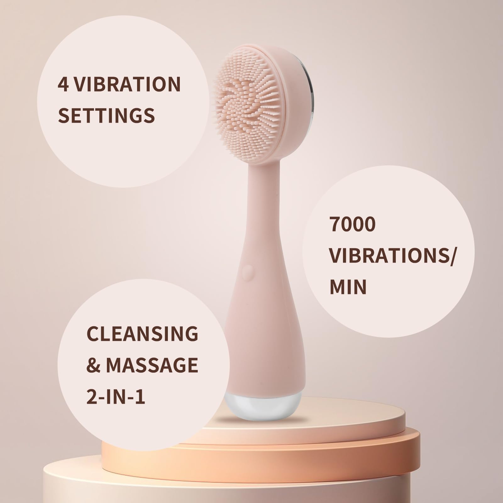 Vaomts Facial Cleansing Brush,Silicone Face Scrubber Exfoliator For Women Men,Waterproof Sonic Vibrating Face Brush Cleanser For