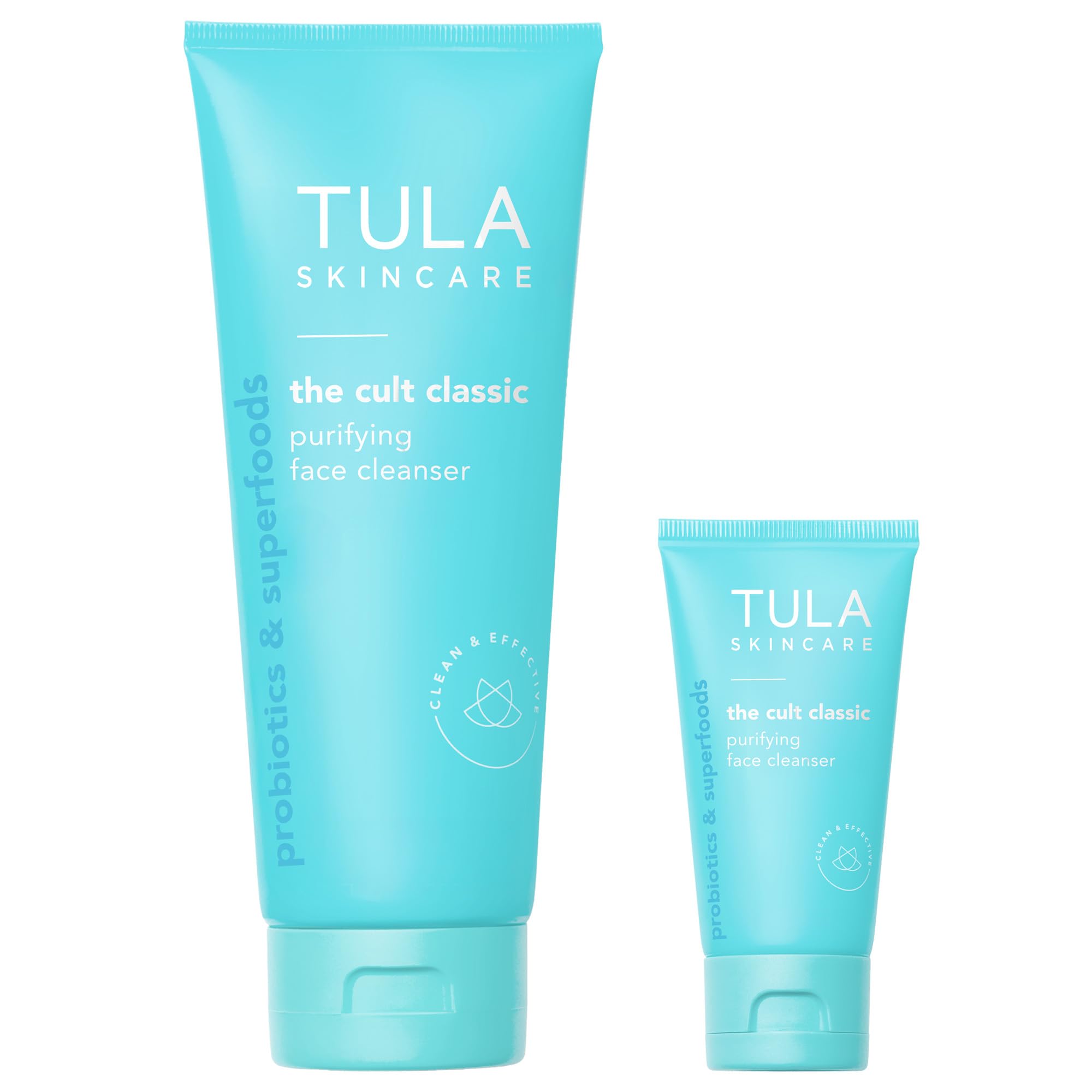 TULA Skin Care Cult Classic Purifying Face Cleanser, Full and Travel Size Duo - Gentle and Effective Face Wash, Makeup Remover, 