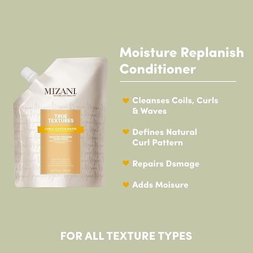 Mizani True Textures Moisture Replenish Conditioner  Moisturizes & Defines Curls  Silicone & Paraben-Free  For Curly Hair  16.9