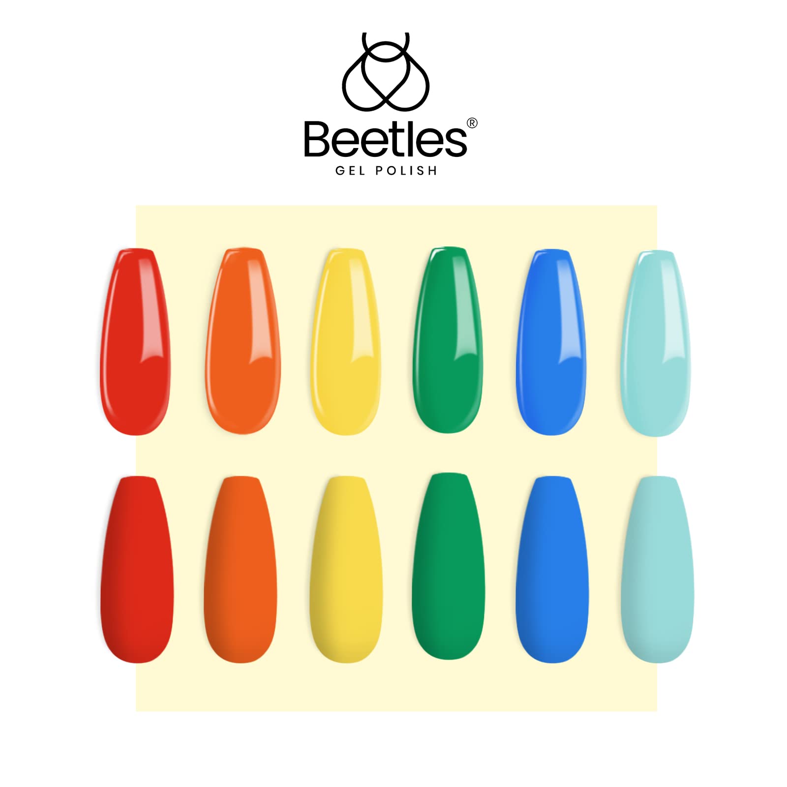 Beetles Spring Gel Nail Polish Set, 6 Colors Rainbow Gel Nail Polish Kit Red Yellow Blue Orange Green Summer Gel Polish Soak Off