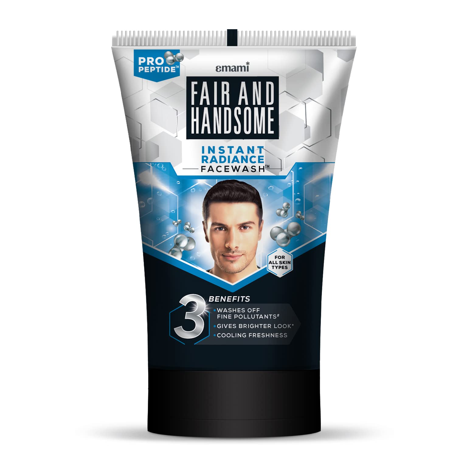 Fair And Handsome Instant Radiance Face Wash | ProPeptide | Instant Radiance| Washes Of Fine Pollutants | Cooling Freshness | 1
