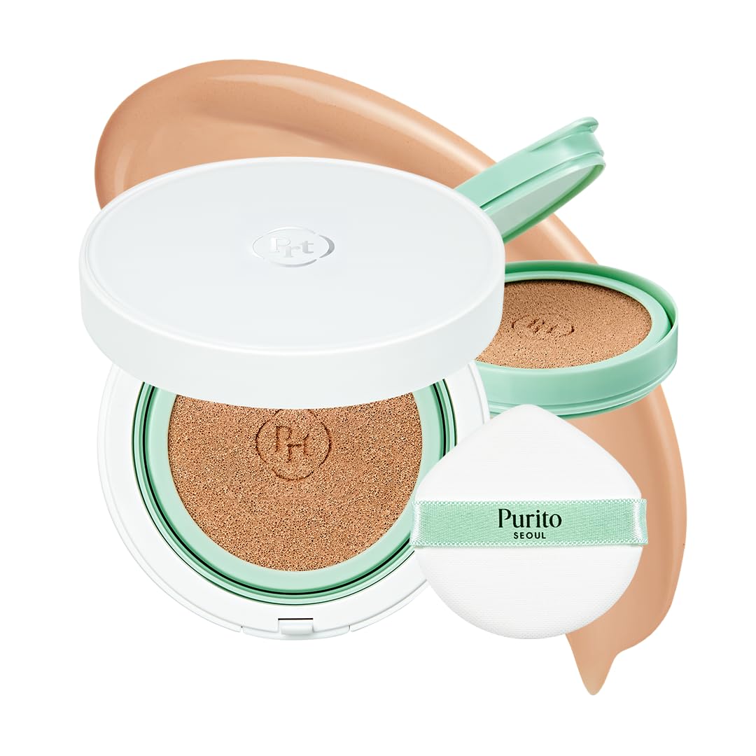 Purito Seoul Wonder Releaf Centella Bb Cushion #21 Light Beige, Foundation, Korean Centella, Makeup Long Lasting, Flawless Cover