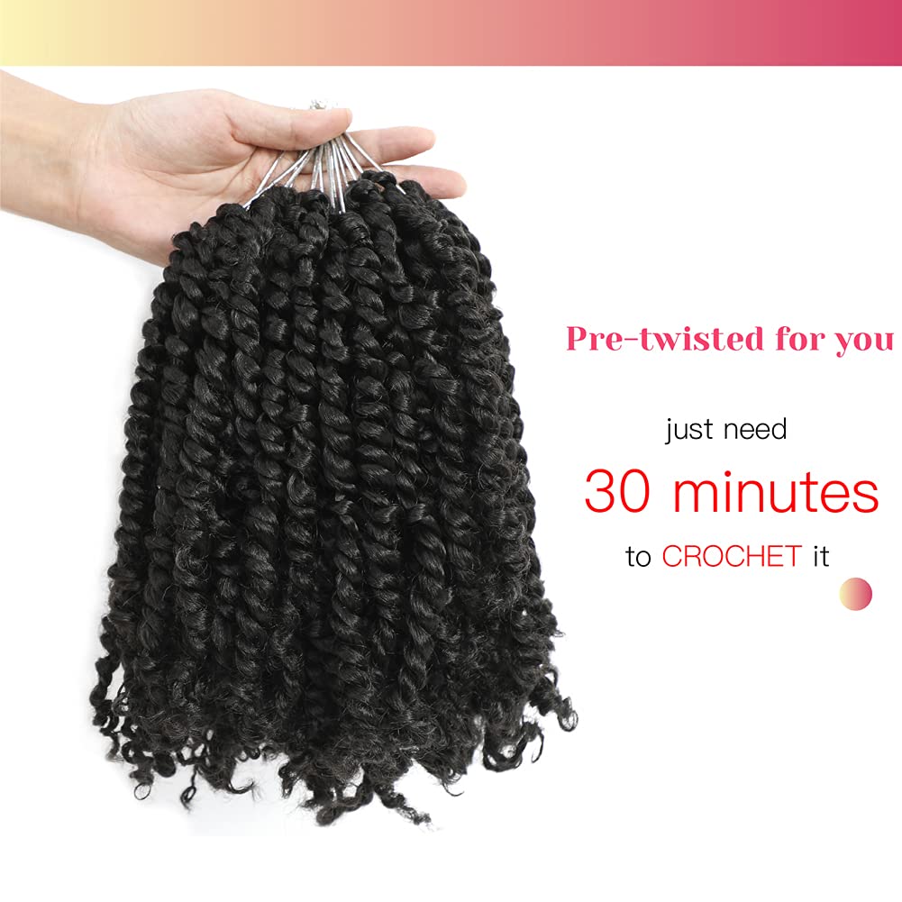 Bohobabe Crochet Passion Twist Hair Pretwisted 12 Inch Short Pre-Looped Passion Twist Crochet Braiding Hair 8 Packs (2#)