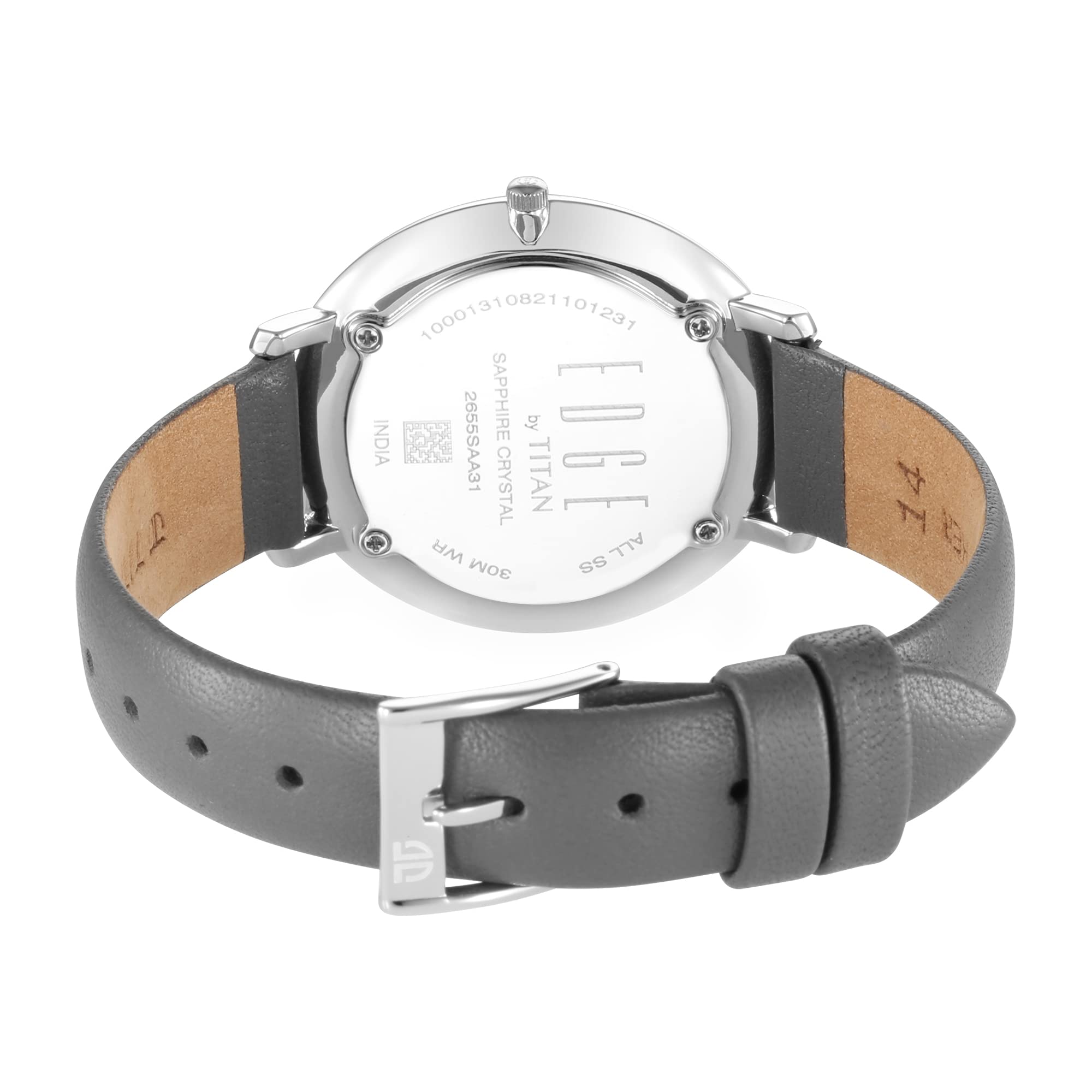 Titan Edge Analogue Black Dial Leather Strap Watch For Women-Ns2655Sl01, Black Strap