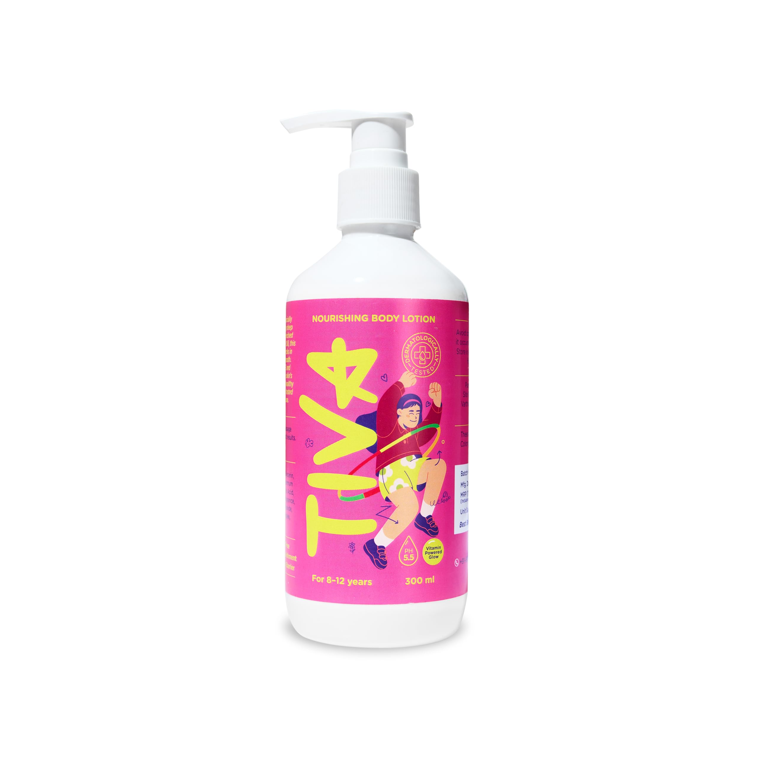 Tiva Hydrating Body Lotion For Girls (8-12 Years) | 300Ml | Lightweight & Non-Greasy | Ph 5.5 | Sulphate & Paraben-Free | Shea B