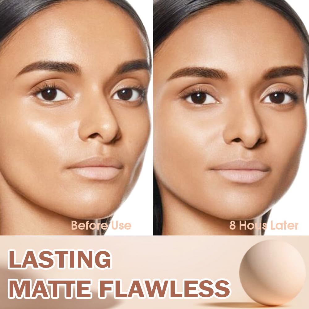 Feicuiyun Oil Control Matte Perfection Face Pressed Powder, Matte Smooth Flawless Setting Powder Makeup, Polvo Compacto De Maqui