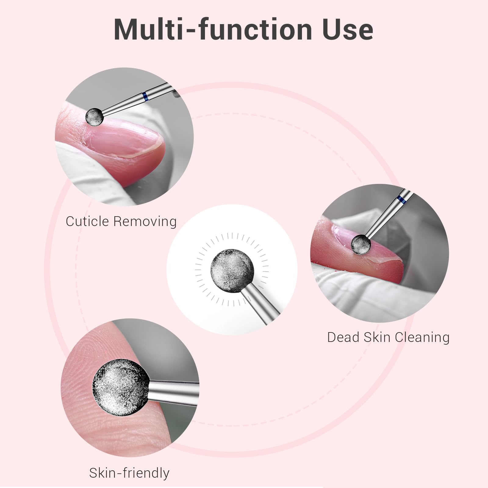 Melodysusie 4Mm Ball Shape Cuticle Clean Nail Drill Bit 3/32 ' ', Professional Safety Carbide Diamond Under Nail Cleaner For Cut