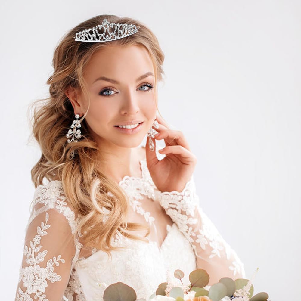 Cinaci 8 Pieces Silver Metal Bridal Wedding Party Prom Rhinestone Headbands Flower Girl Hair Bands Tiaras Crowns Accessories For
