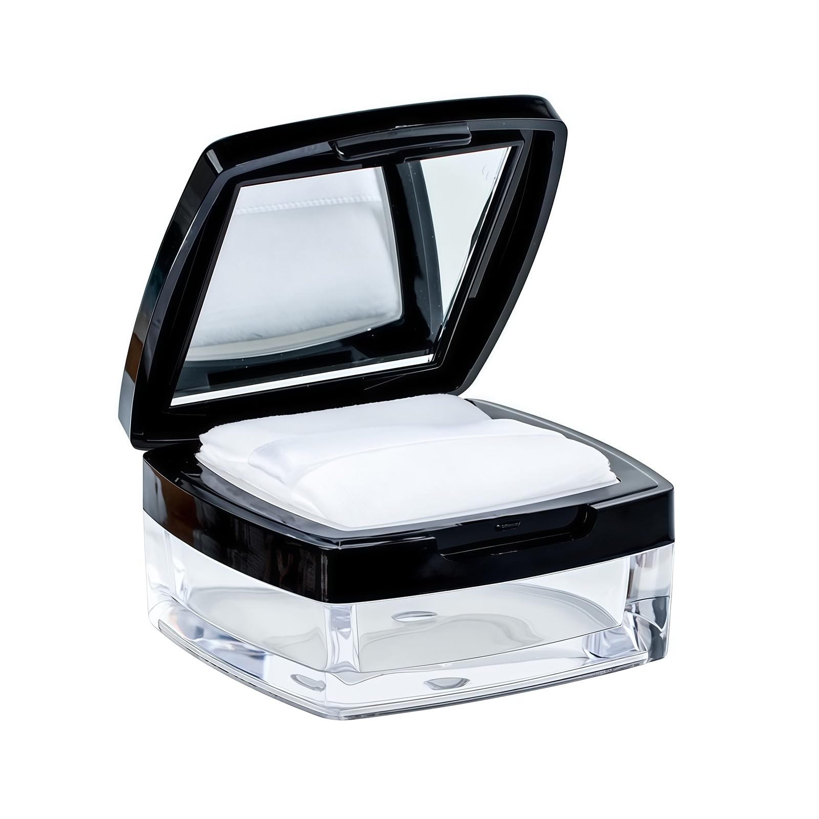 Empty Black Square 10ml Makeup Loose Powder Container Case With Mirror Sifter Lid and Powder Puff Glitter Powder Foundation Cos