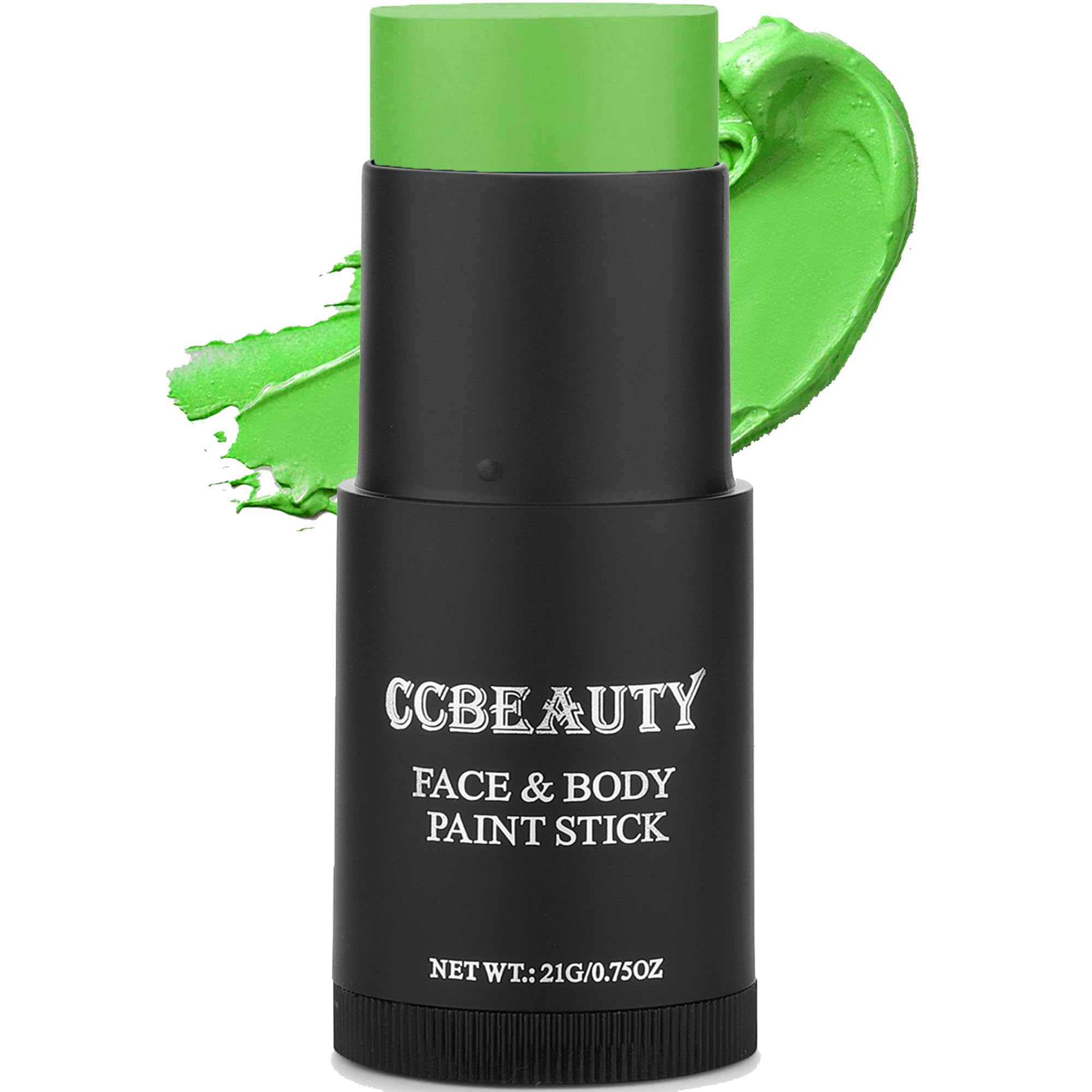 CCBeauty Light Green Face Body Paint Stick, Lime Green Eye Black for Sports, St. Patrick's Day Foundation, Goblin Hulk Shrek Hun