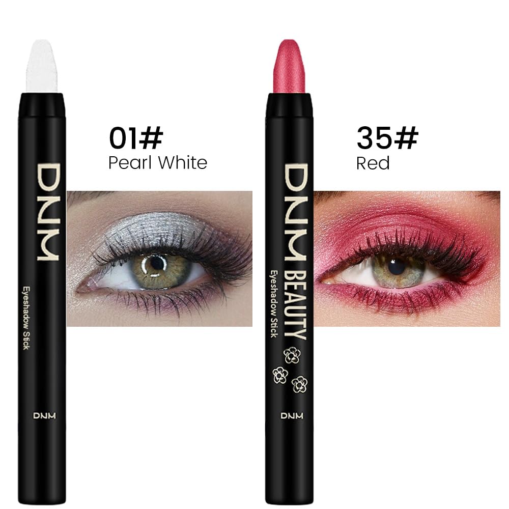 Kaely 2Pcs Cream Eyeshadow Sticks Set For Eyes Waterproof,Pearl White & Red Shimmer Matte Eye Shadow Stick Pencil Pen Bulk Sombr