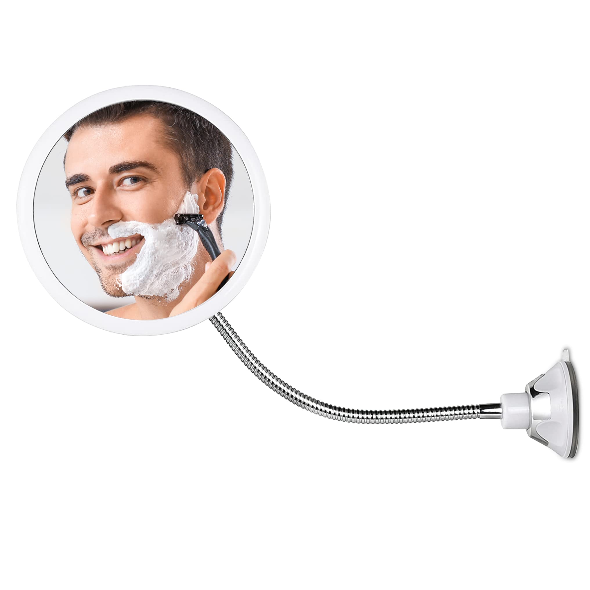 Mirrorvana Flexible Round Fogless Shower Mirror For Shaving With Height Adjustable Gooseneck Extension, 360 Swivel And Upgraded