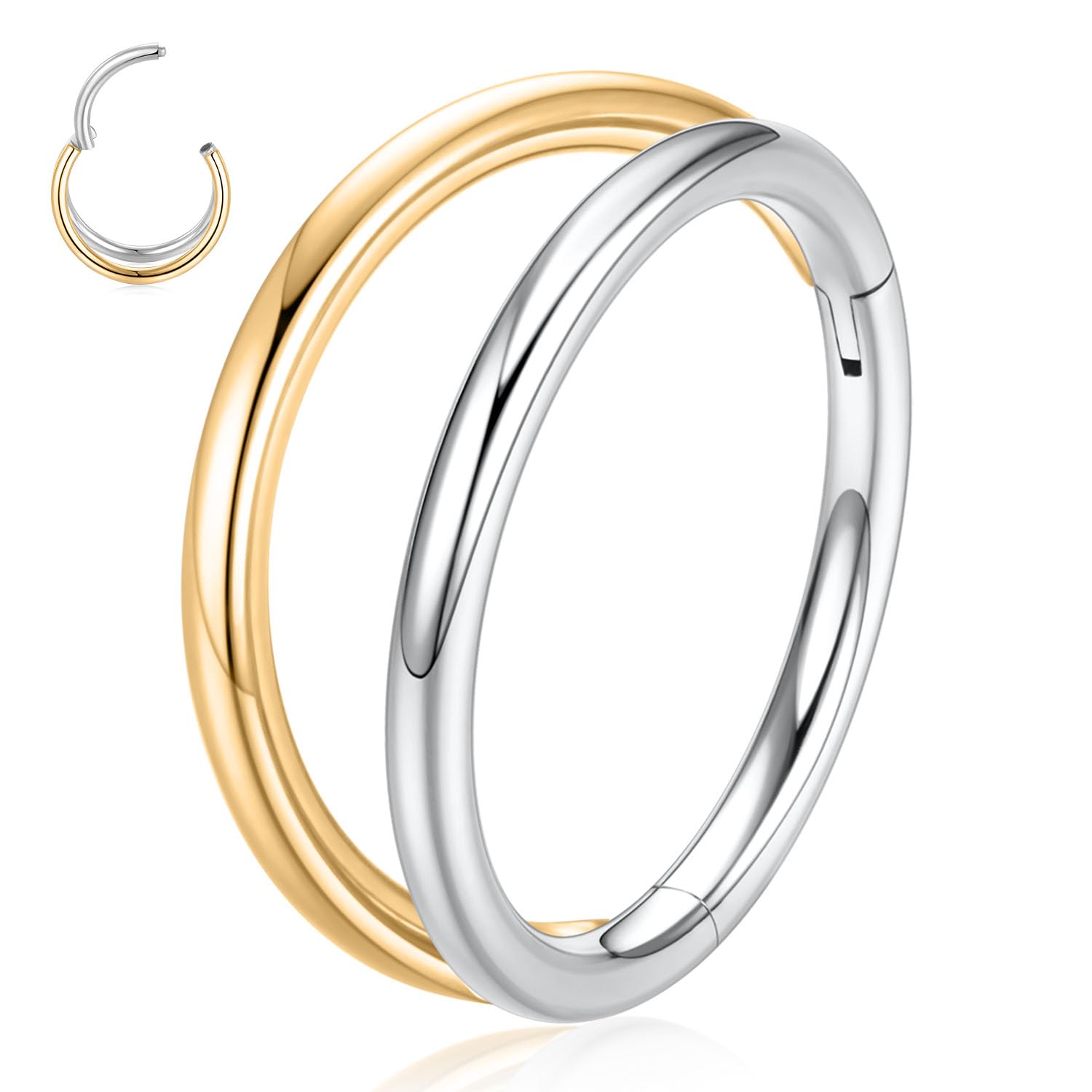 PEAKLINK 16G Conch Hoop Earring Double Nose Hoop Ring for Single Piercing Gold Septum Jewelry Surgical Steel Daith Rook Tragus P