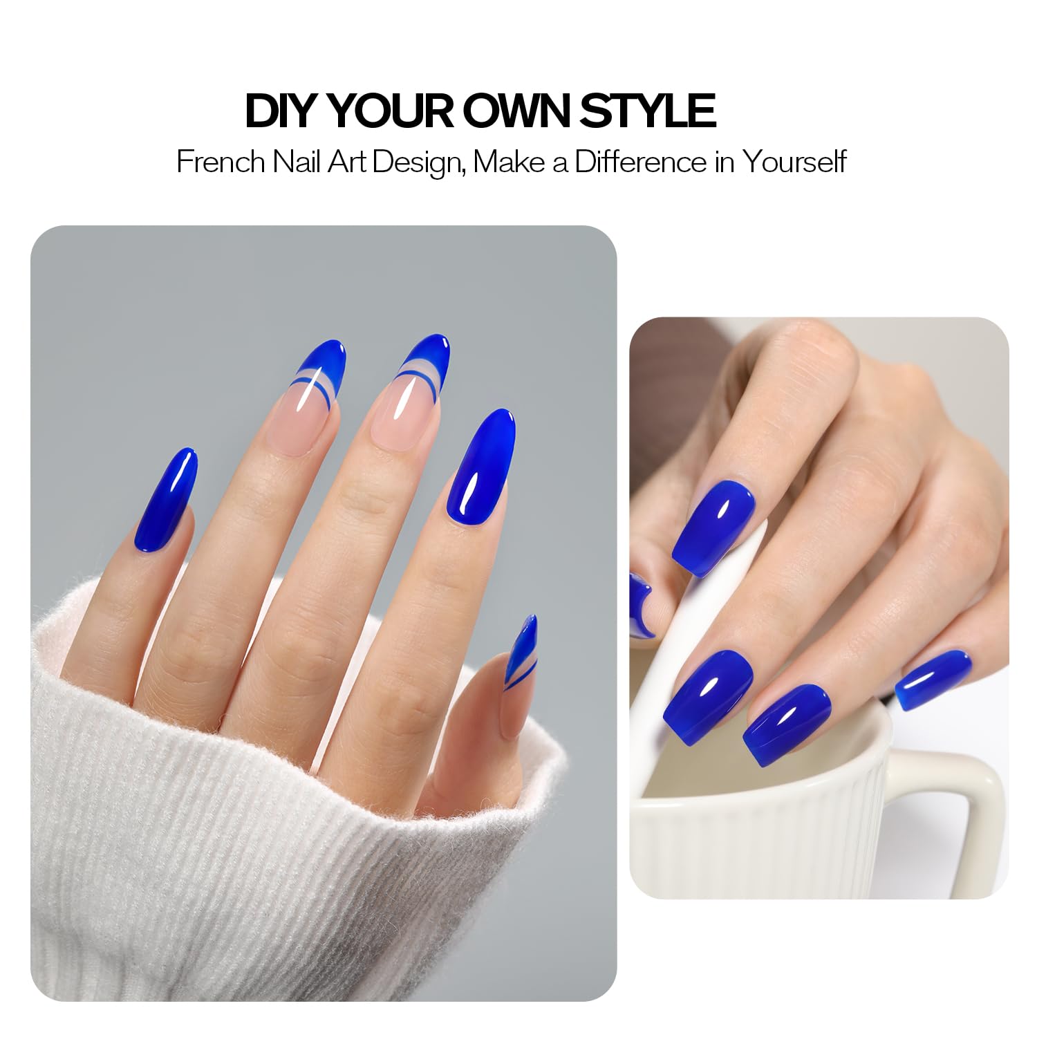 Shoyum Royal Blue Gel Nail Polish, 15Ml Sapphire Blue Gel Polish Color Soak Off Uv Led Spring Summer Royal Blue Nail Polish Art