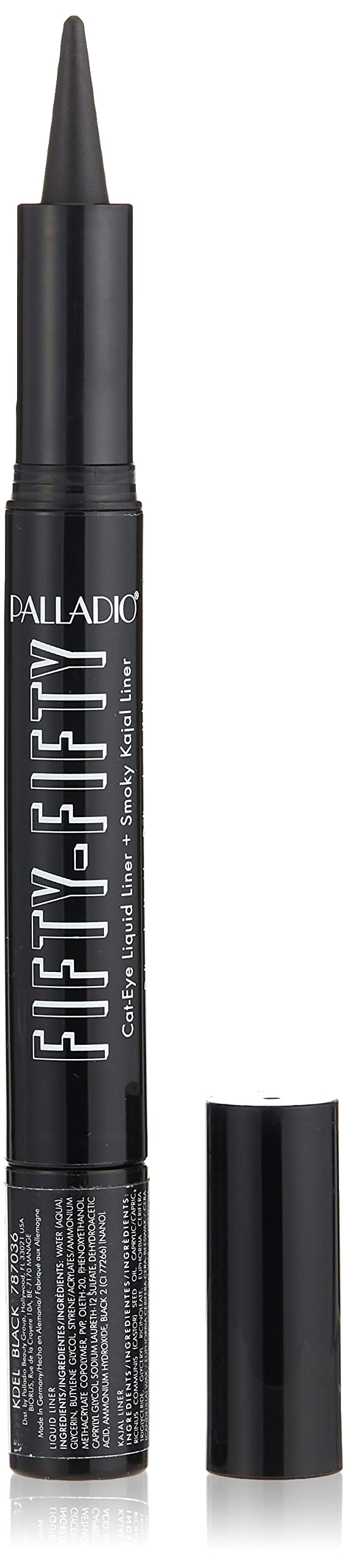 Palladio Fifty-Fifty Eye Liquid Liner, Dual Ended, Professional Eye Styling, Ultra-Soft Kajal Crayon And Super Precise Fiber Tip