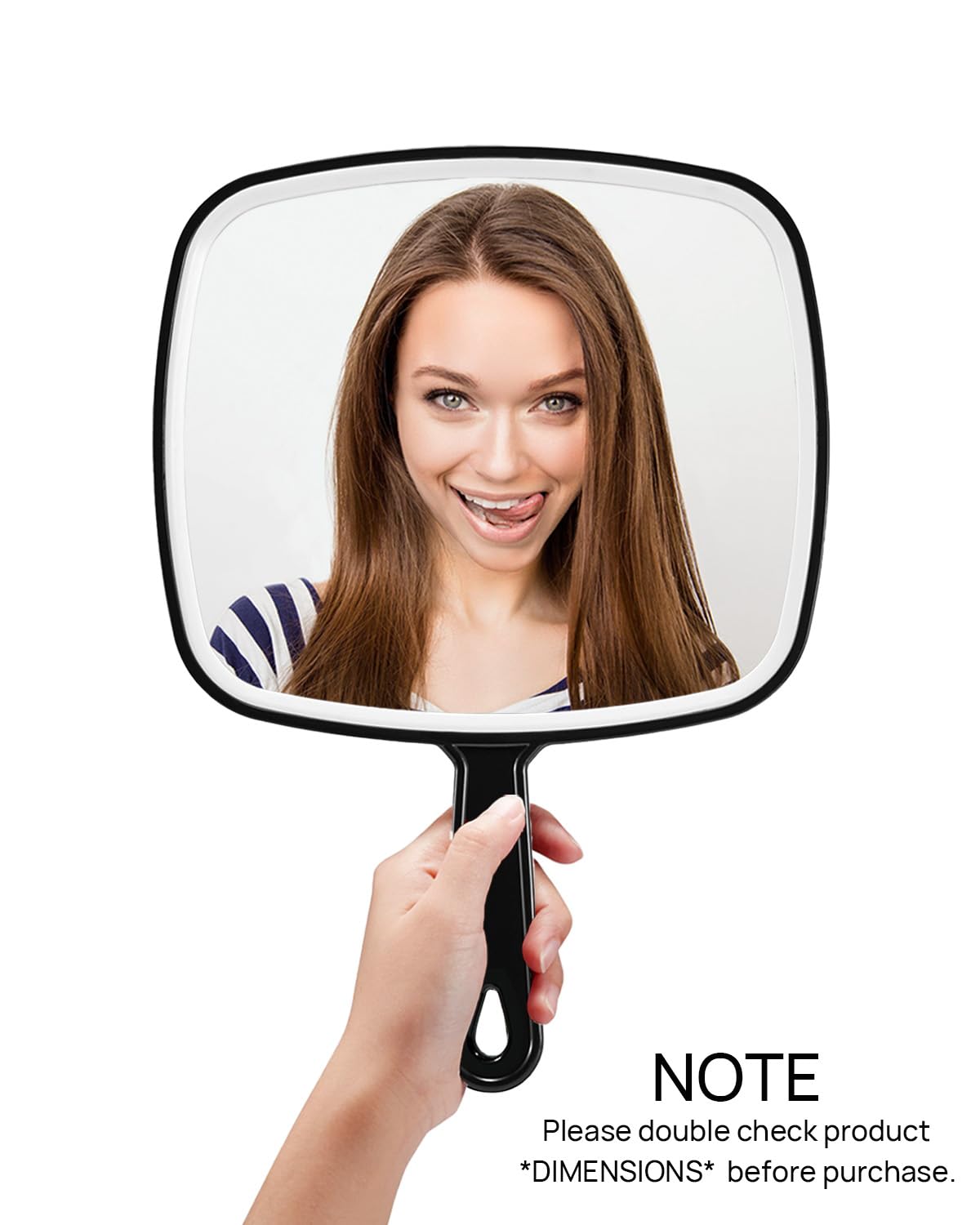 Omiro Hand Mirror, Extra Large Black Handheld Mirror With Handle, 12.4'' L X 9'' W