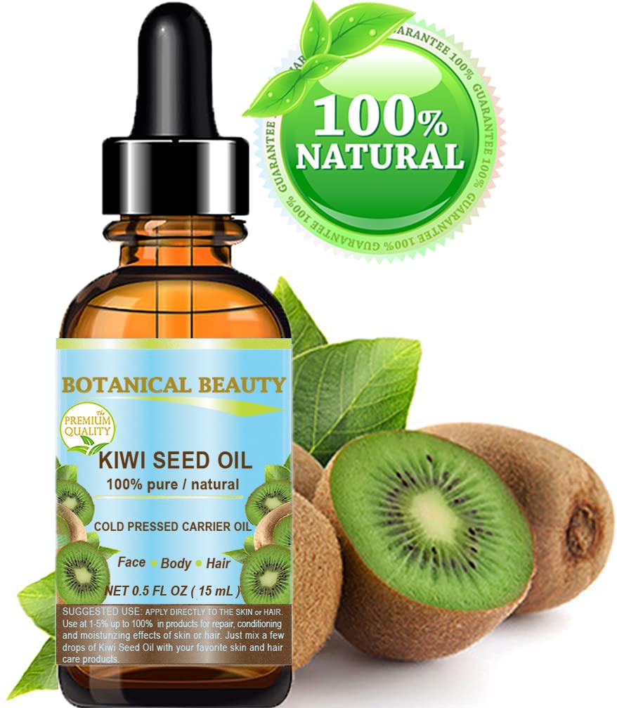 Botanical Beauty KIWI SEED OIL. 100% Pure Natural Undiluted Virgin Cold Pressed Carrier Oil 0.5 Fl.oz.- 15 ml for Face, Skin, Bo