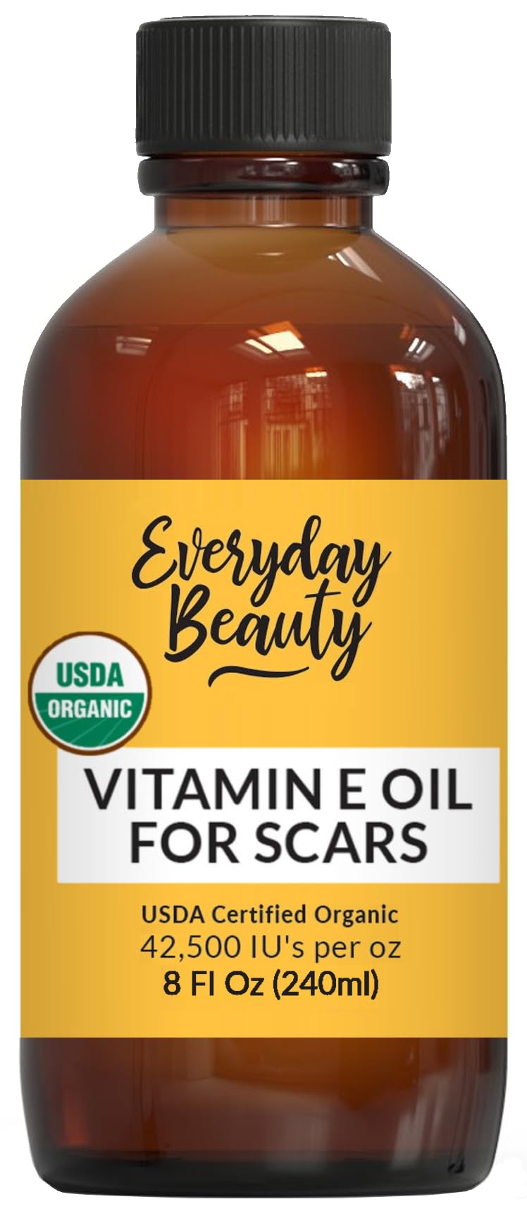 Organic Vitamin E Oil for Scars - All Natural & Vegan Skin Moisturizer 8oz - Light and Unscented Great for Scars After Surgery -