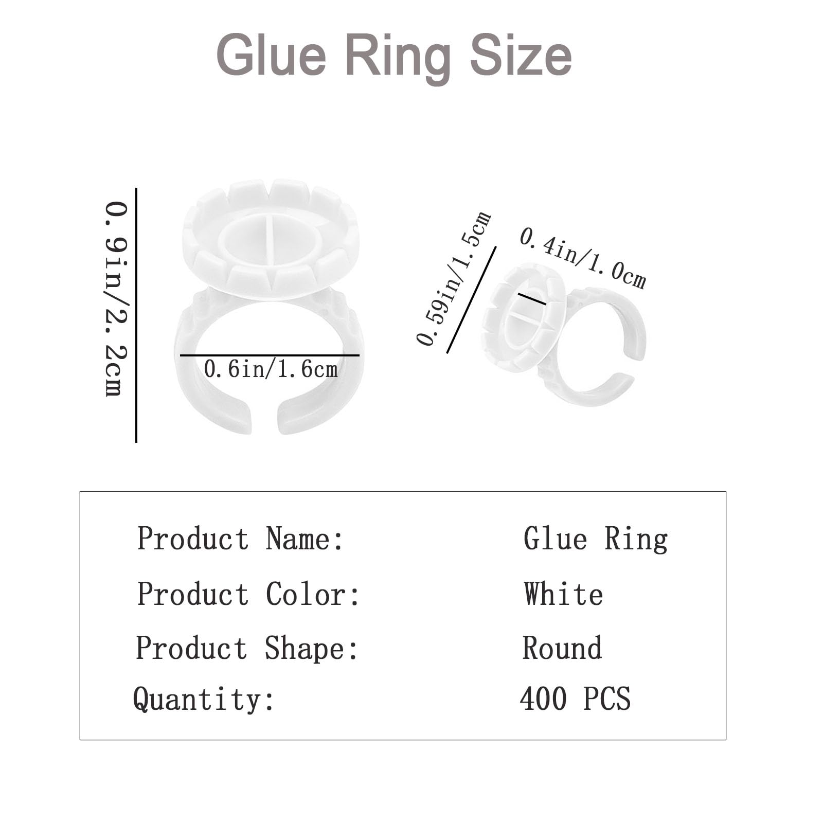 Glue Rings For Eyelash Extensions, 400 Pcs Glue Rings Lash Ring For Glue, Smart Lash Glue Ring Holder Blooming Eyelash Glue Hold
