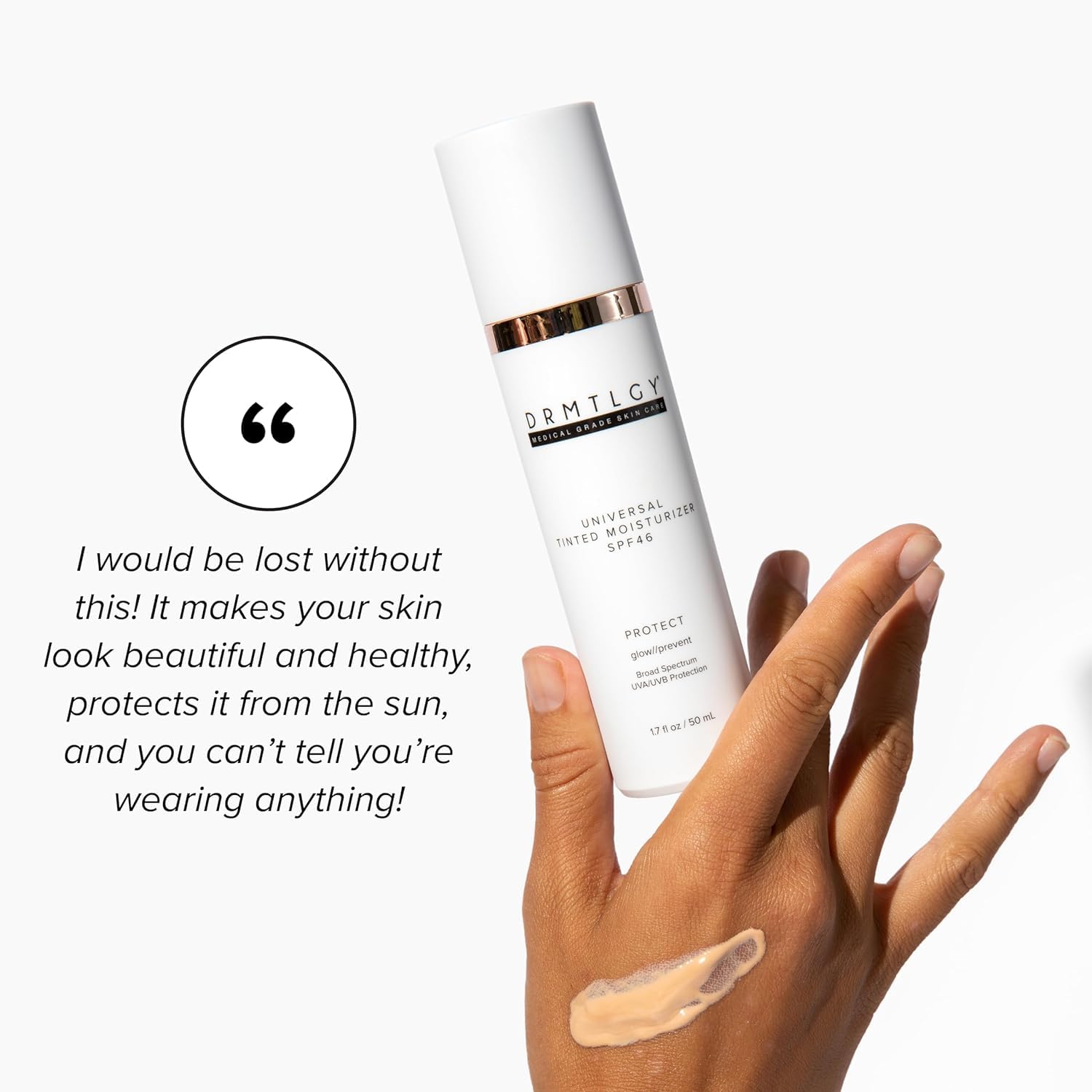 Drmtlgy Universal Tinted Moisturizer With Spf 46. Universal Tint. All-In-One Light Sheer Coverage Tinted Face Sunscreen With Bro