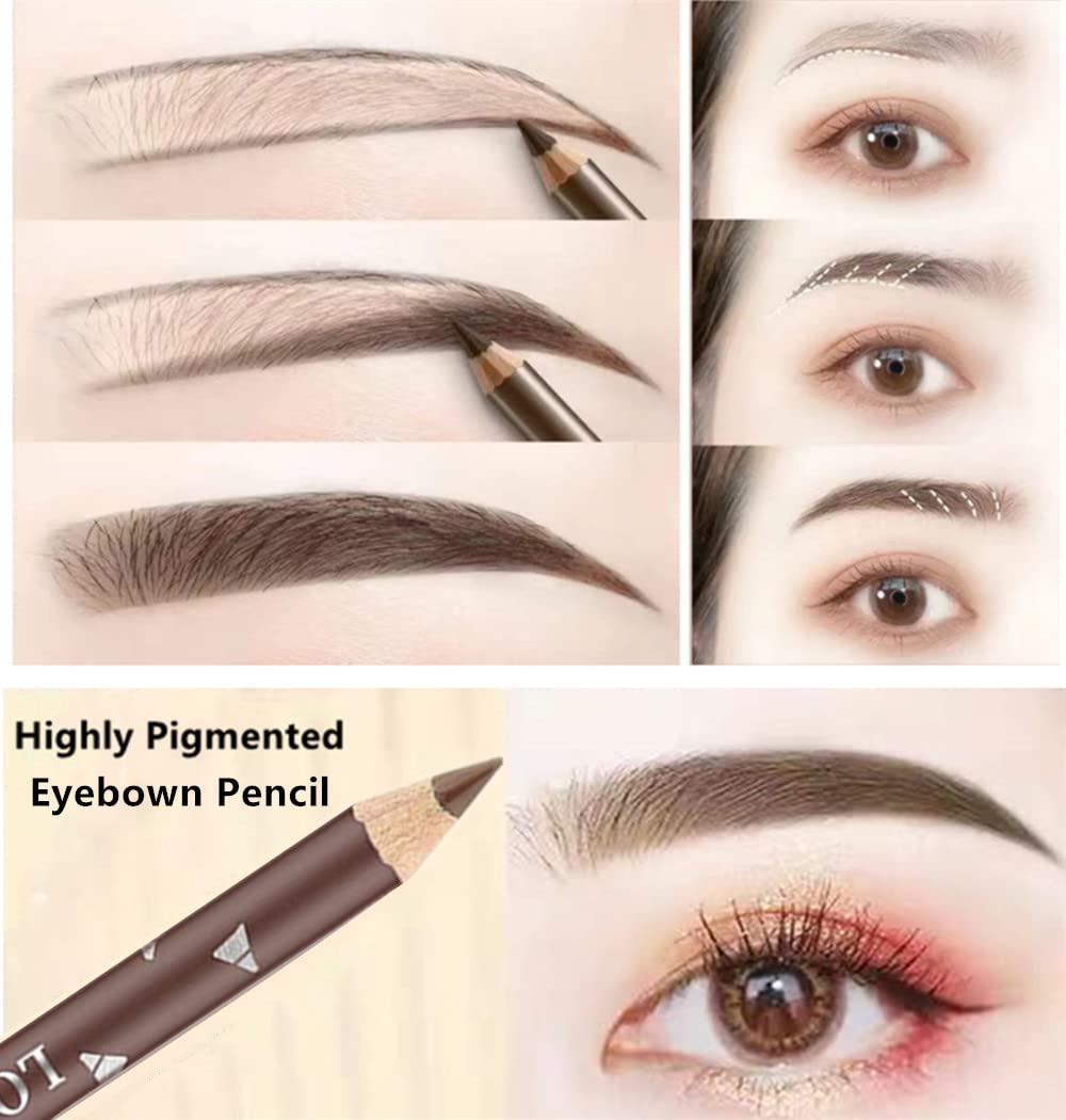 Go Ho 12 Pcs Eyebrow Eyeliner Pencils,Black Brown Dark Brown Sweatproof Eye Brow Pencil,Long-Lasting Eyeliner Makeup Brow Tint S