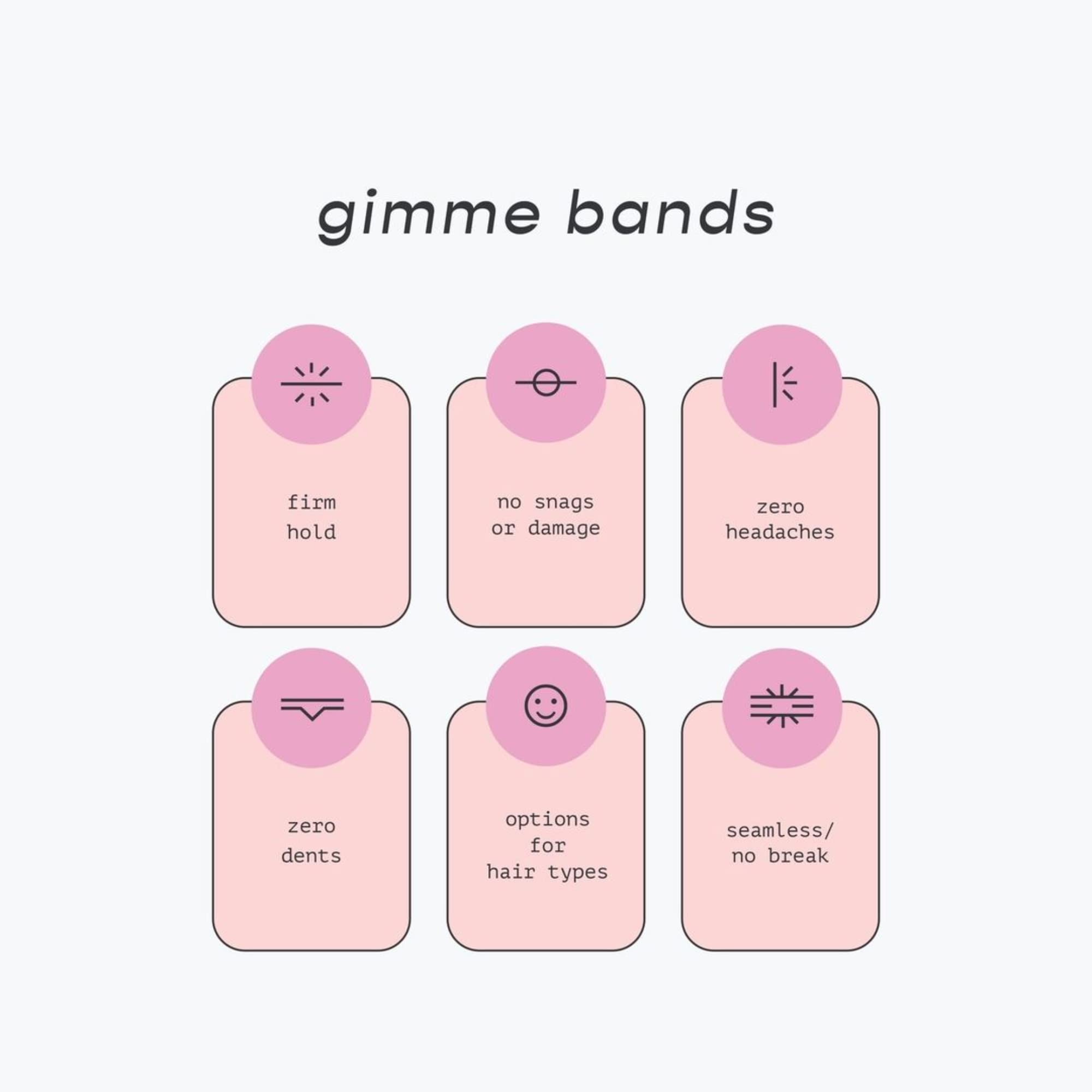 Gimme Beauty - Long & Curly Fit Hair Ties - Black Onyx - Damage Free Hair Ties - Seamless Microfiber Elastics - Long & Curly Hai