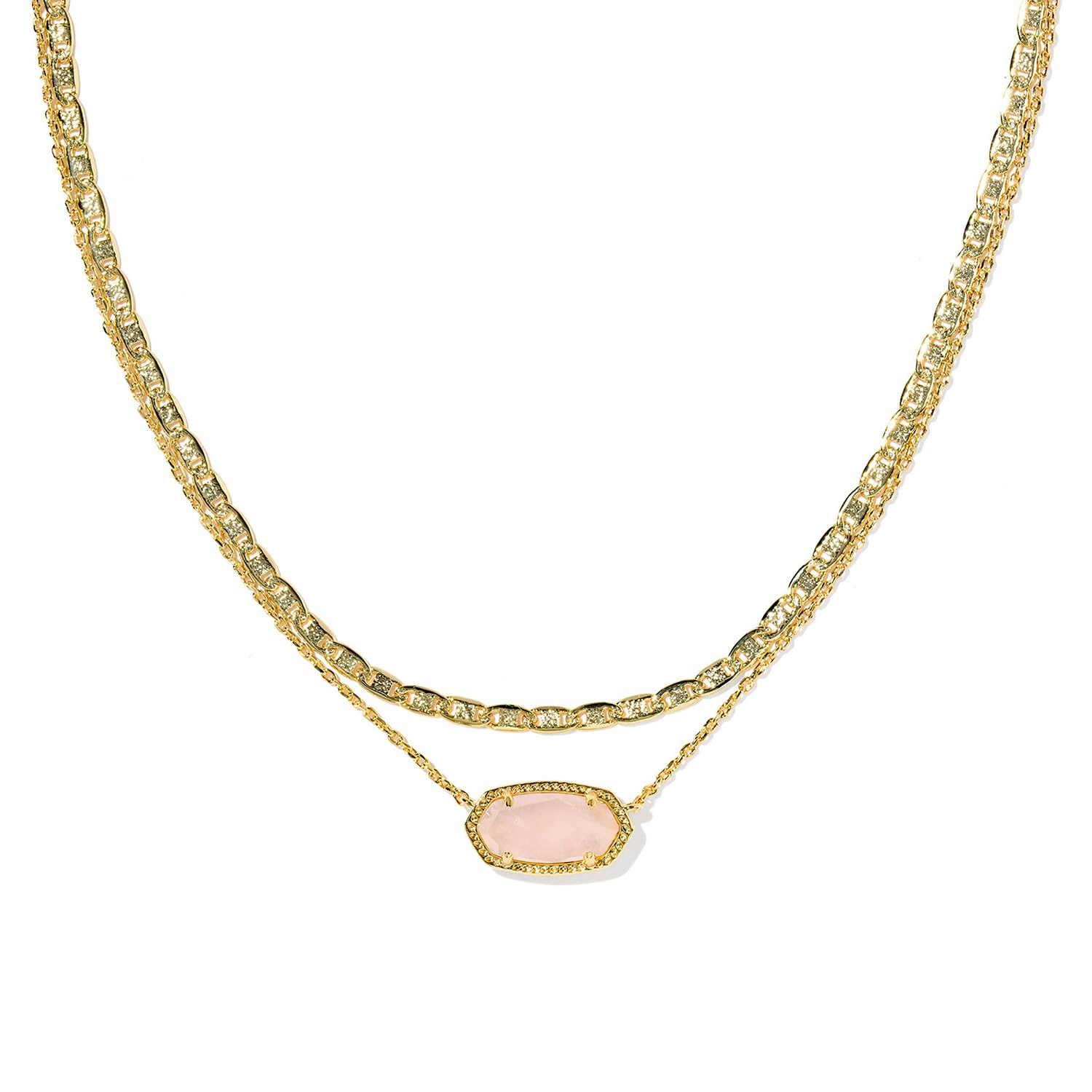 Kendra Scott Elisa Multi Strand Necklace, 14k Gold-Plated Brass, Fashion Jewelry for Women, Rose Quartz
