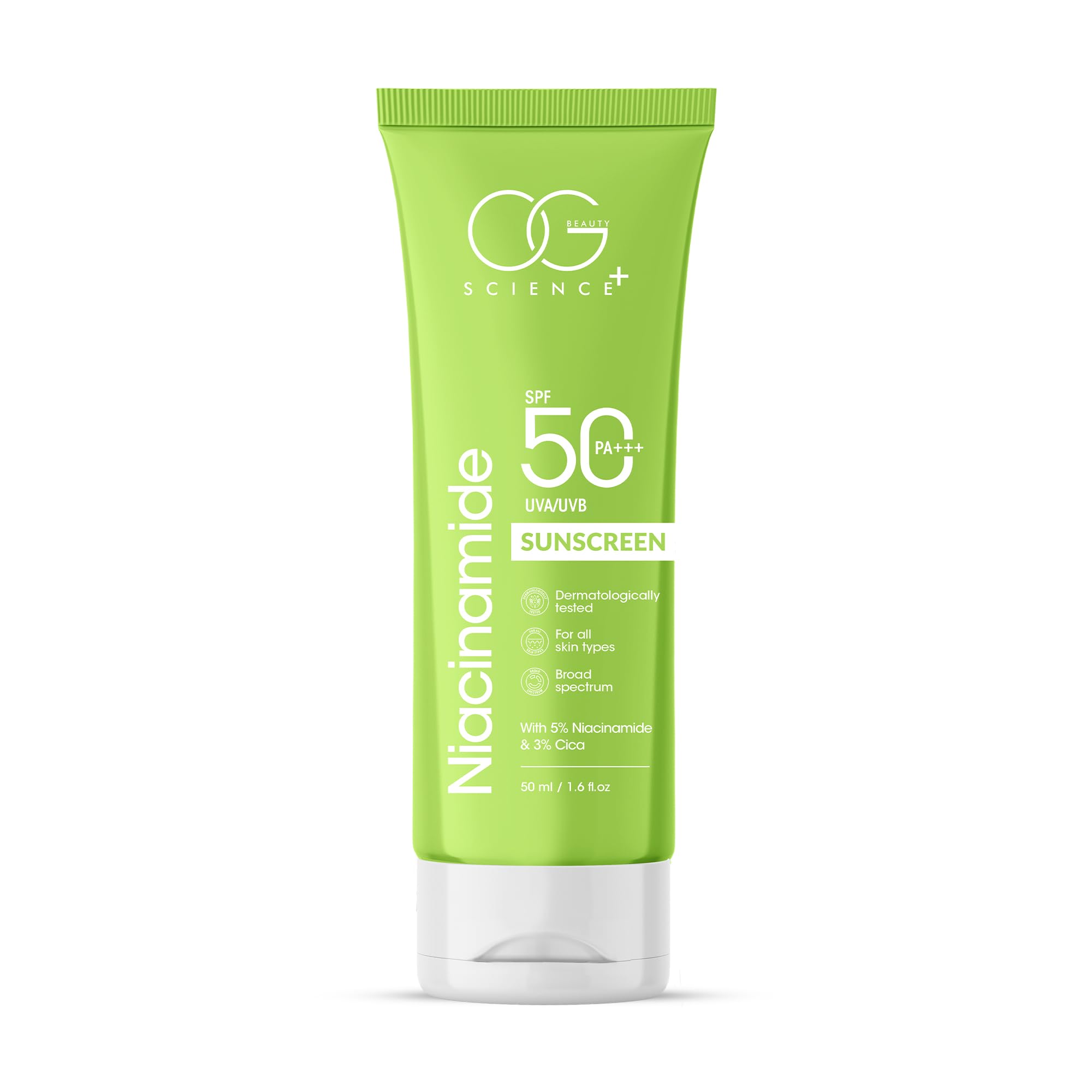 OG BEAUTY SCIENCE SPF 50 PA+++ Sunscreen | 5% Niacinamide & 3% Cica | Broad Spectrum UV Protection | Soothing & Hydrating | Derm