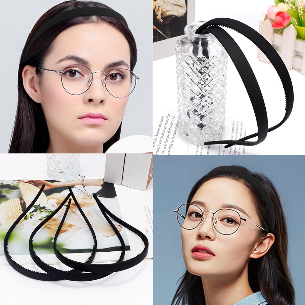 Tobatoba Flex No Pressure Headbands, Black Headbands For Glasses Wearers, Sunglasses Headband No Headache Headband Comfortable H