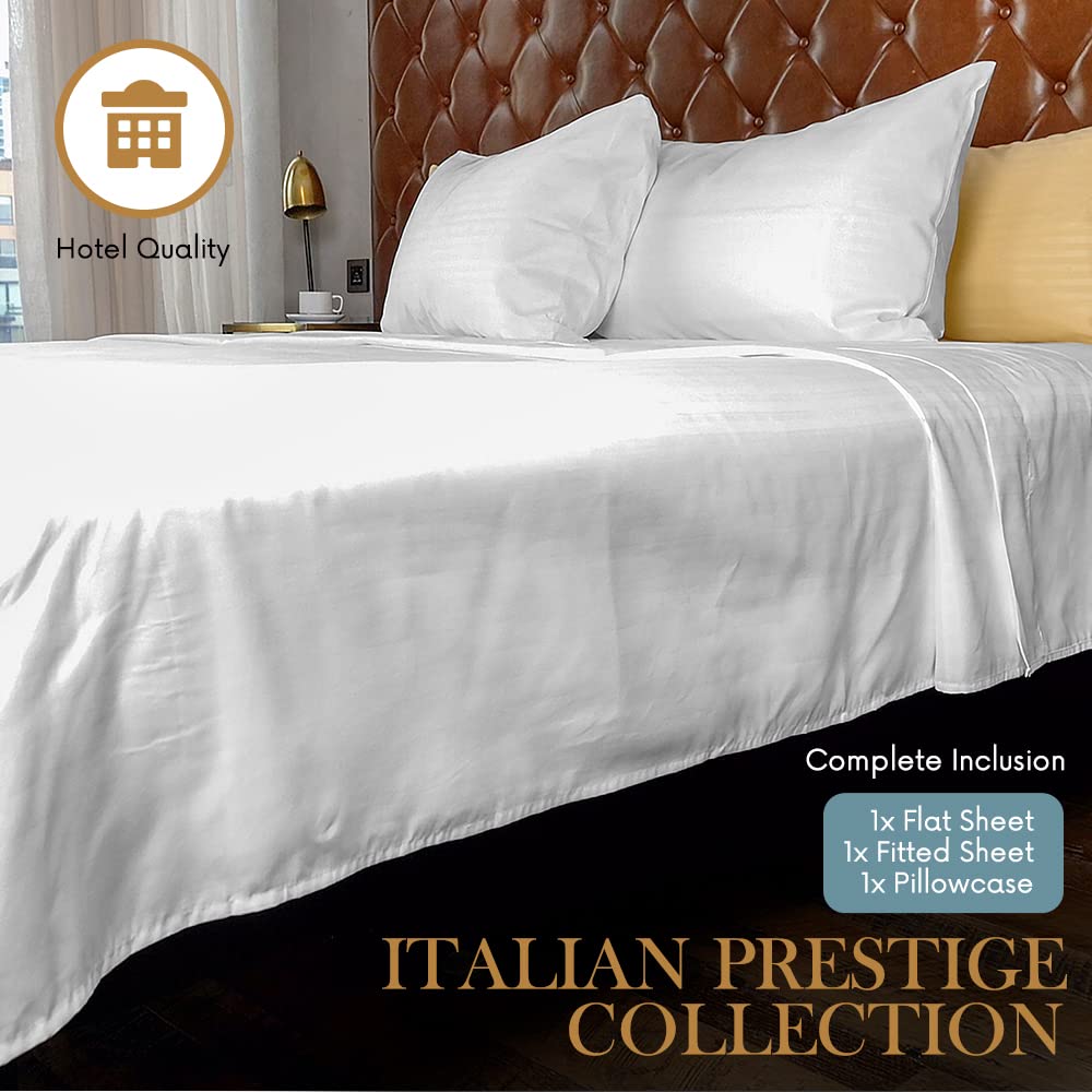 Twin Italian Prestige collection Striped Bed Sheet Set - 1800 Luxury Soft Microfiber Deep Pocket 3-Piece Bedding Set - Wrinkle,