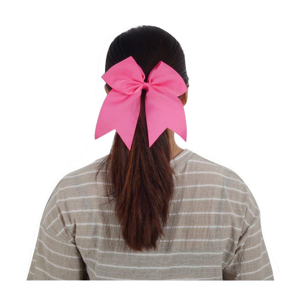 16Pcs 8 Large Cheer Hair Bows Ponytail Holder Elastic Band Handmade For Cheerleading Teen Girls College Sports (16 Pcs) (Hot Pin