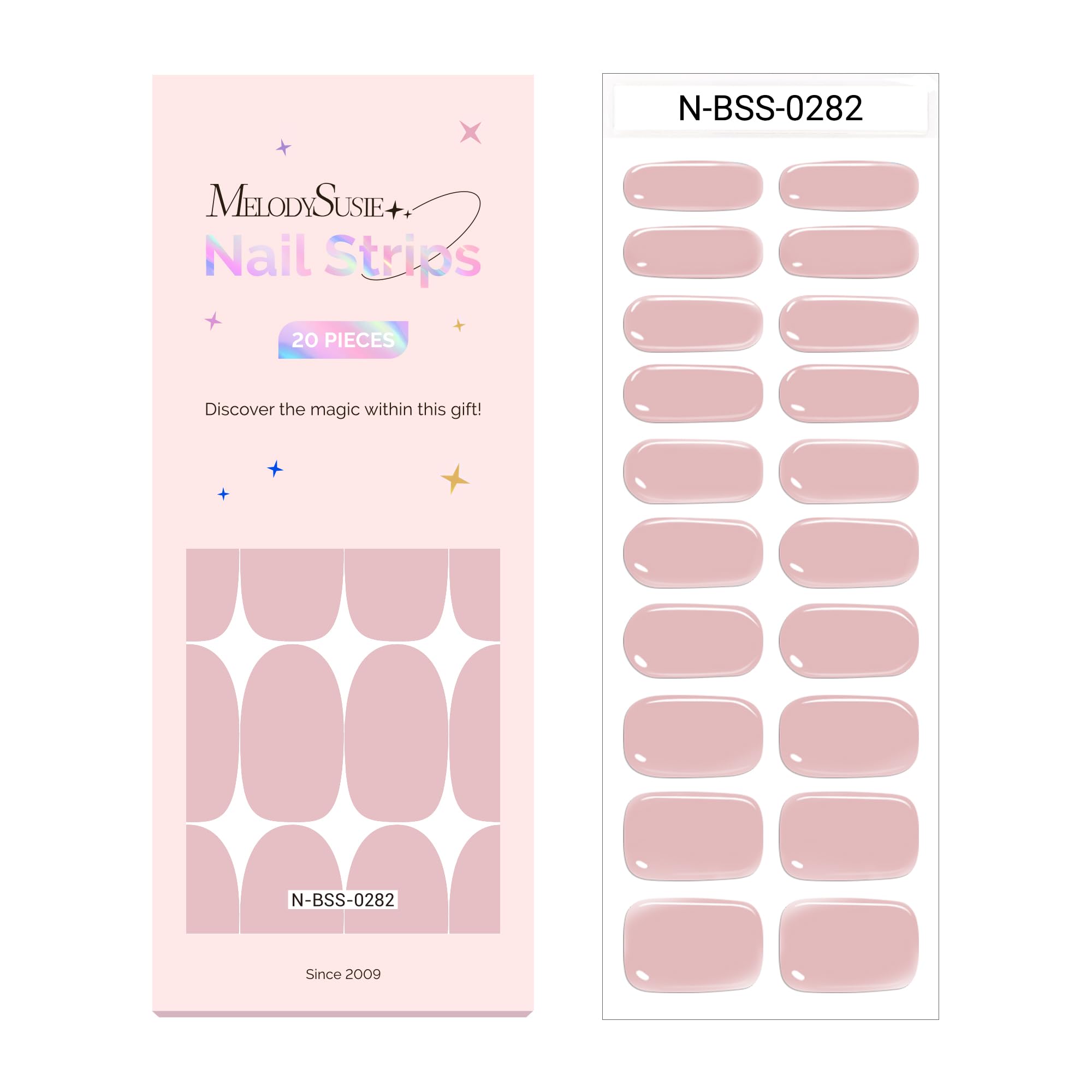 MelodySusie Semi Cured Gel Nail Strips (Camille Pink)- Works with Nail lamp, Salon-Quality, Long Lasting, Easy to Apply & Remove
