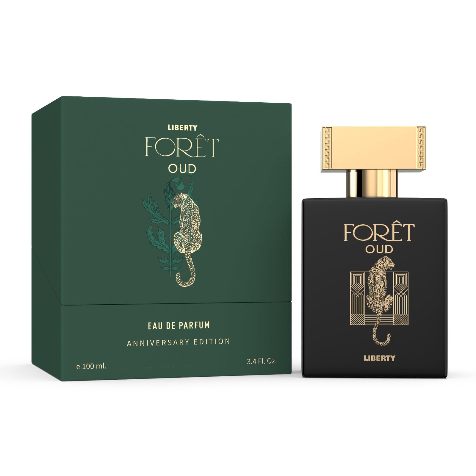 Liberty Oud Perfume for Men, 3.4 Oz Foret Premium Oud Perfumes Anniversary Edition Long-Lasting Eau de Parfum, Luxury Woody Frag