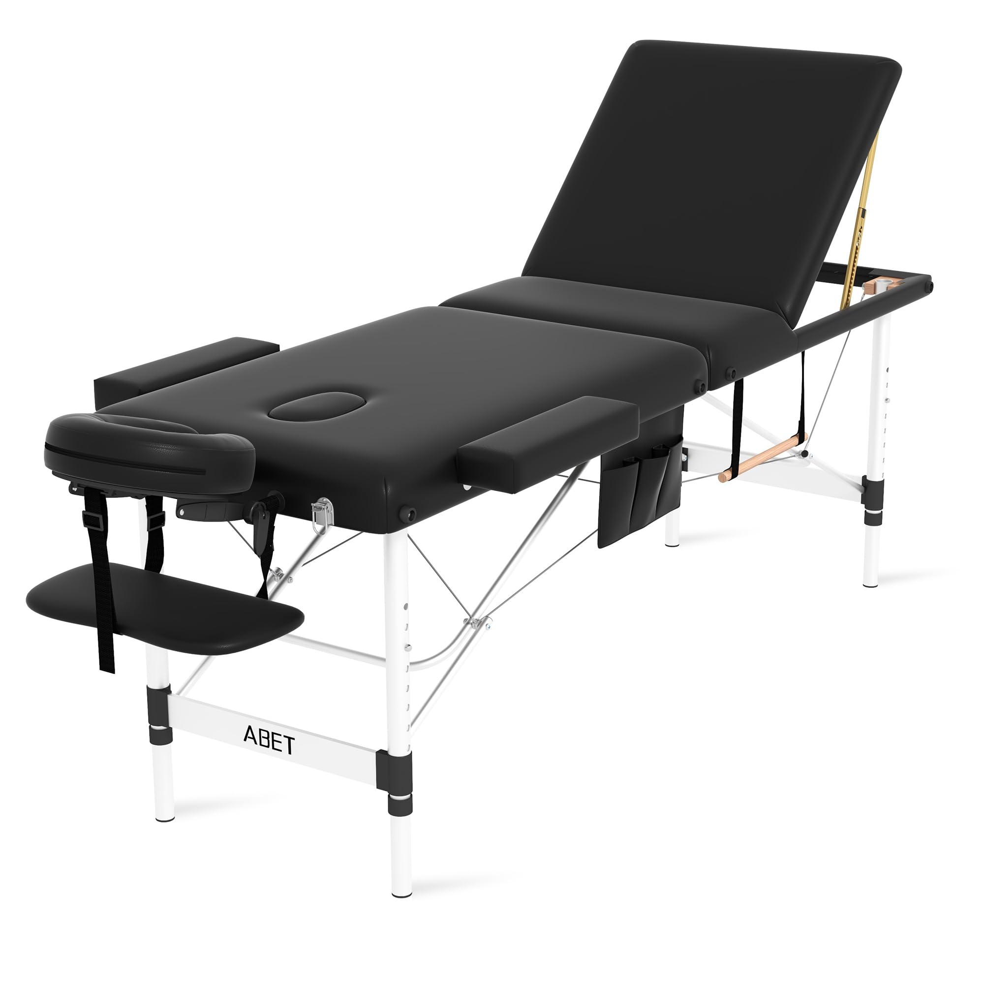 Abet Massage Table, 3 Fold Portable Professional Lash Tattoo Spa Bed, Height Adjustable 23.5'' Wide Compact Facial Table With De
