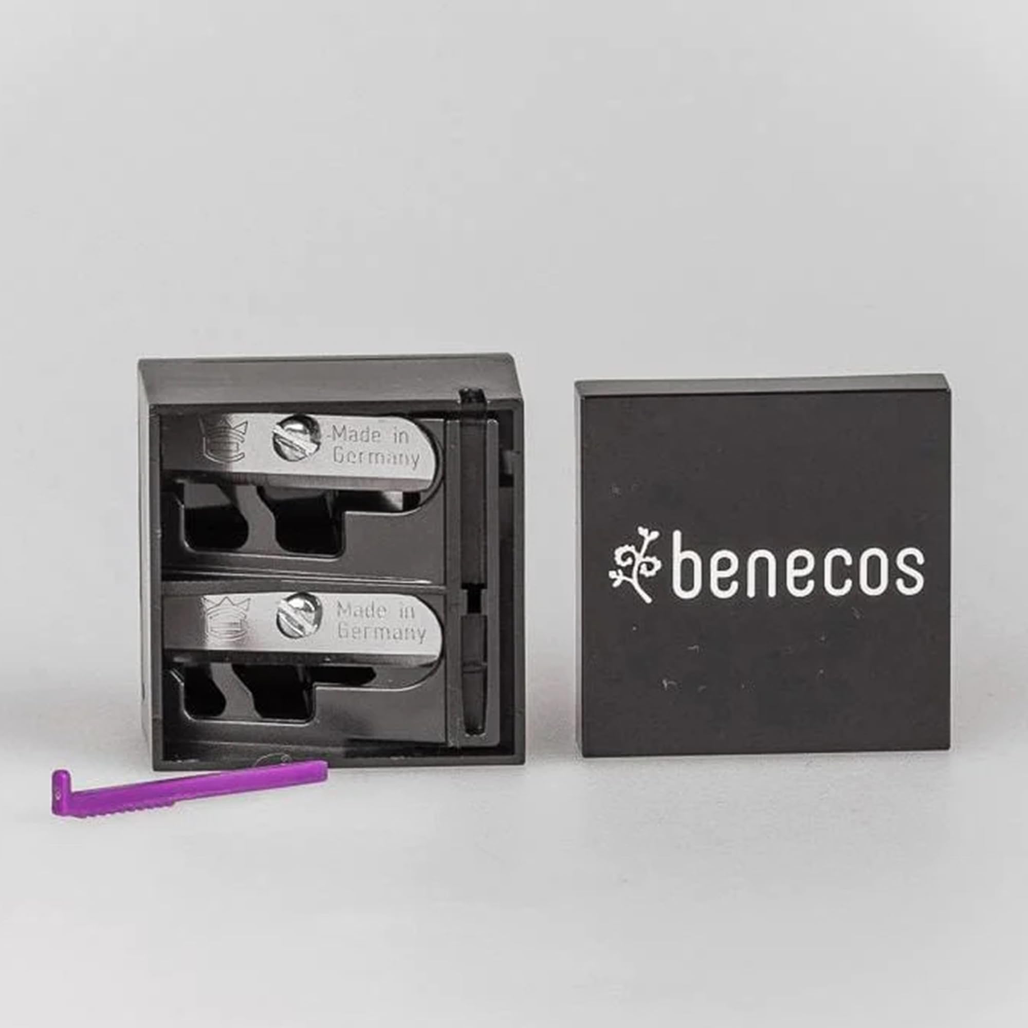 benecos - double sharpener for cosmetic pencils - with integrated cleaning spatula