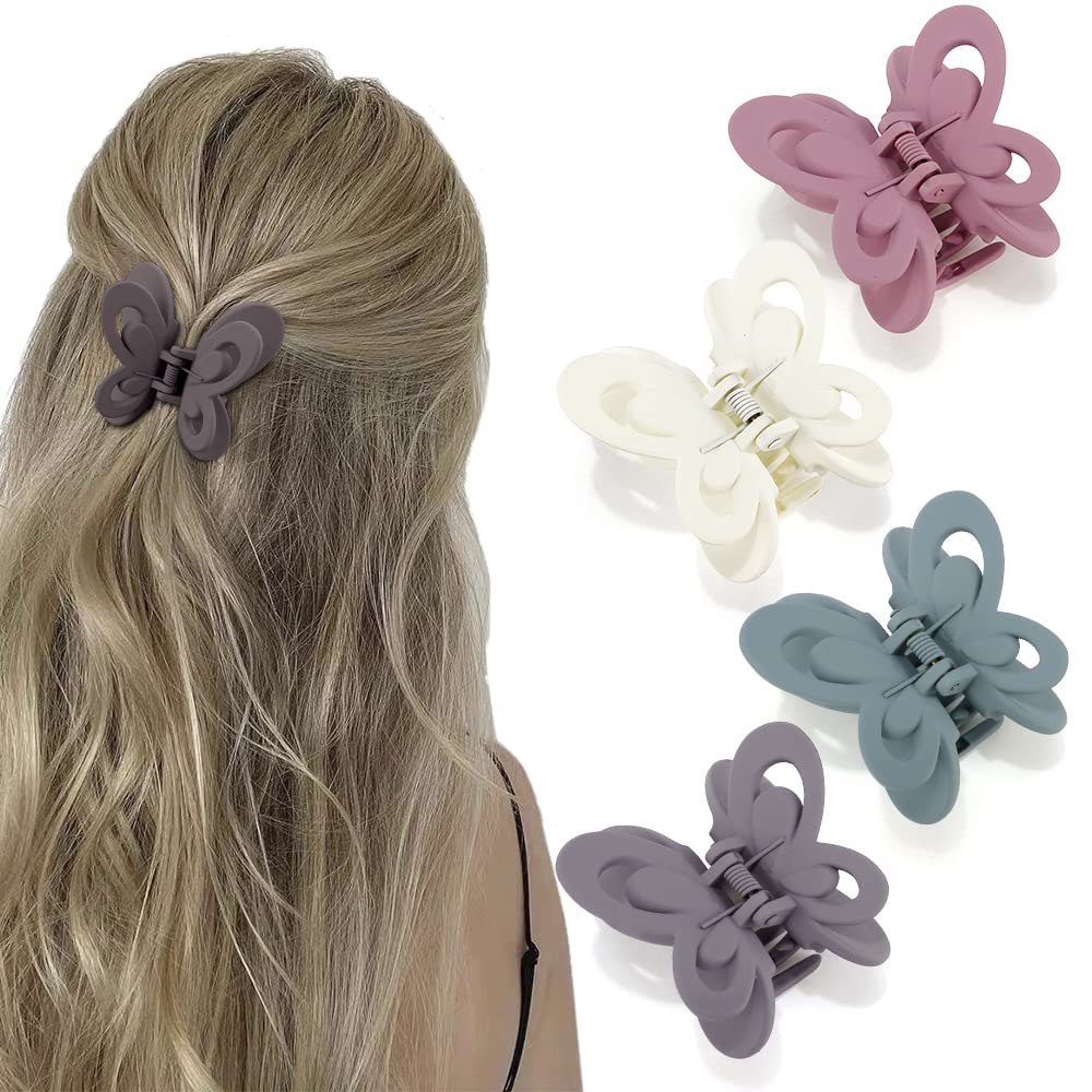 ATODEN Butterfly Hair Accessories: Claw Clips for Thin to Medium Hair, Matte Jaw Clamps, Cute Butterflies for Girls' Birthday Gi