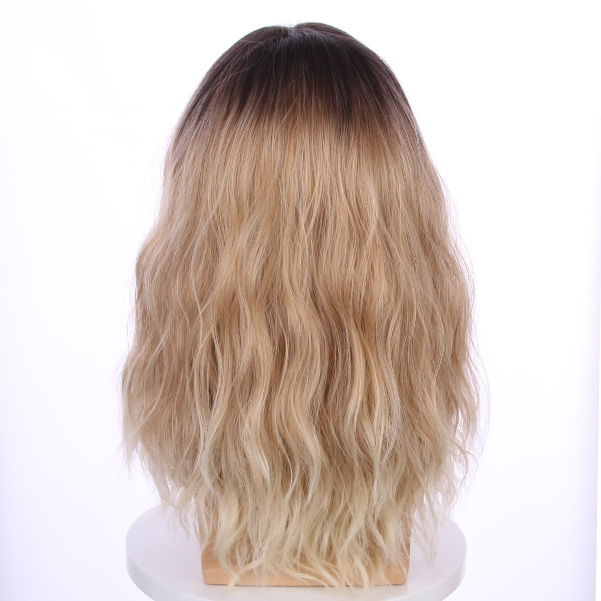 Pattnium Mens Ombre Blonde Wig Long Curly Wavy Middle Length Hair Wig Golden Blonde Halloween Cosplay Costume Party Wigs