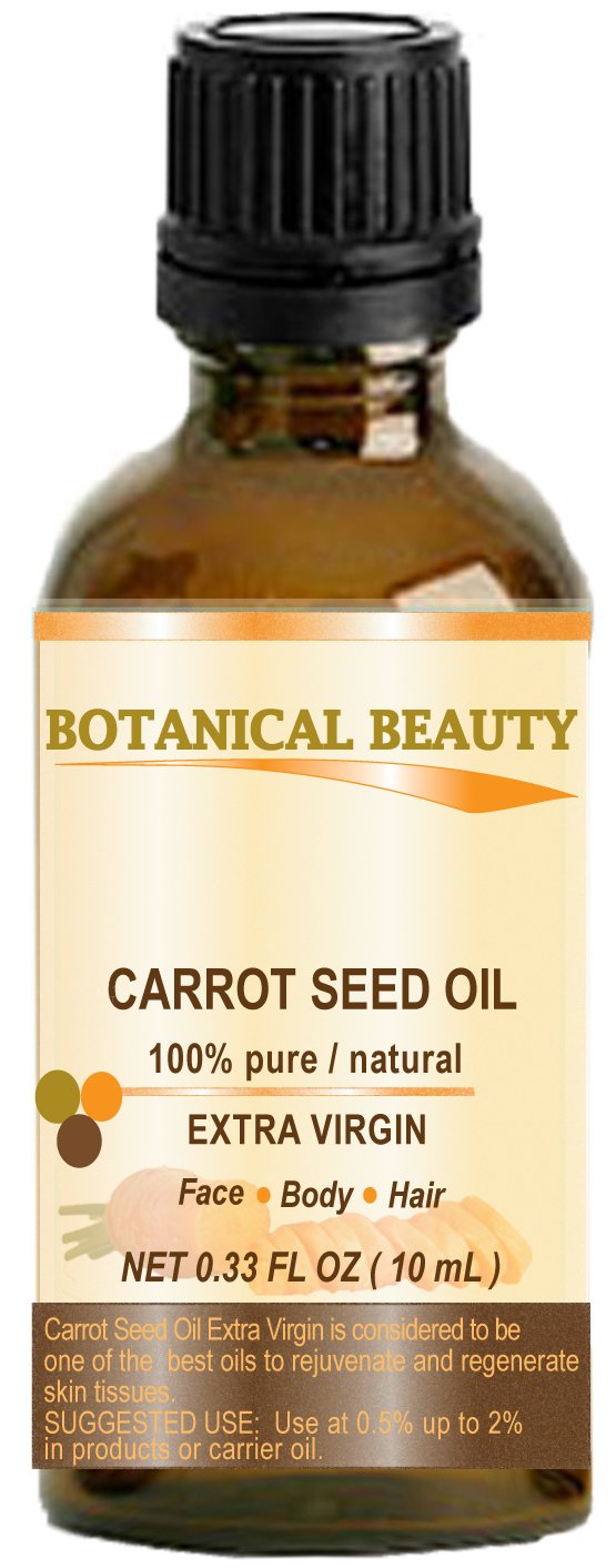 Botanical Beauty Carrot Seed Oil 100% Pure/Natural/Extra Virgin/Unrefined/Cold Pressed/Undiluted Carrier Oil. 0.33 Fl.Oz.- 10 Ml