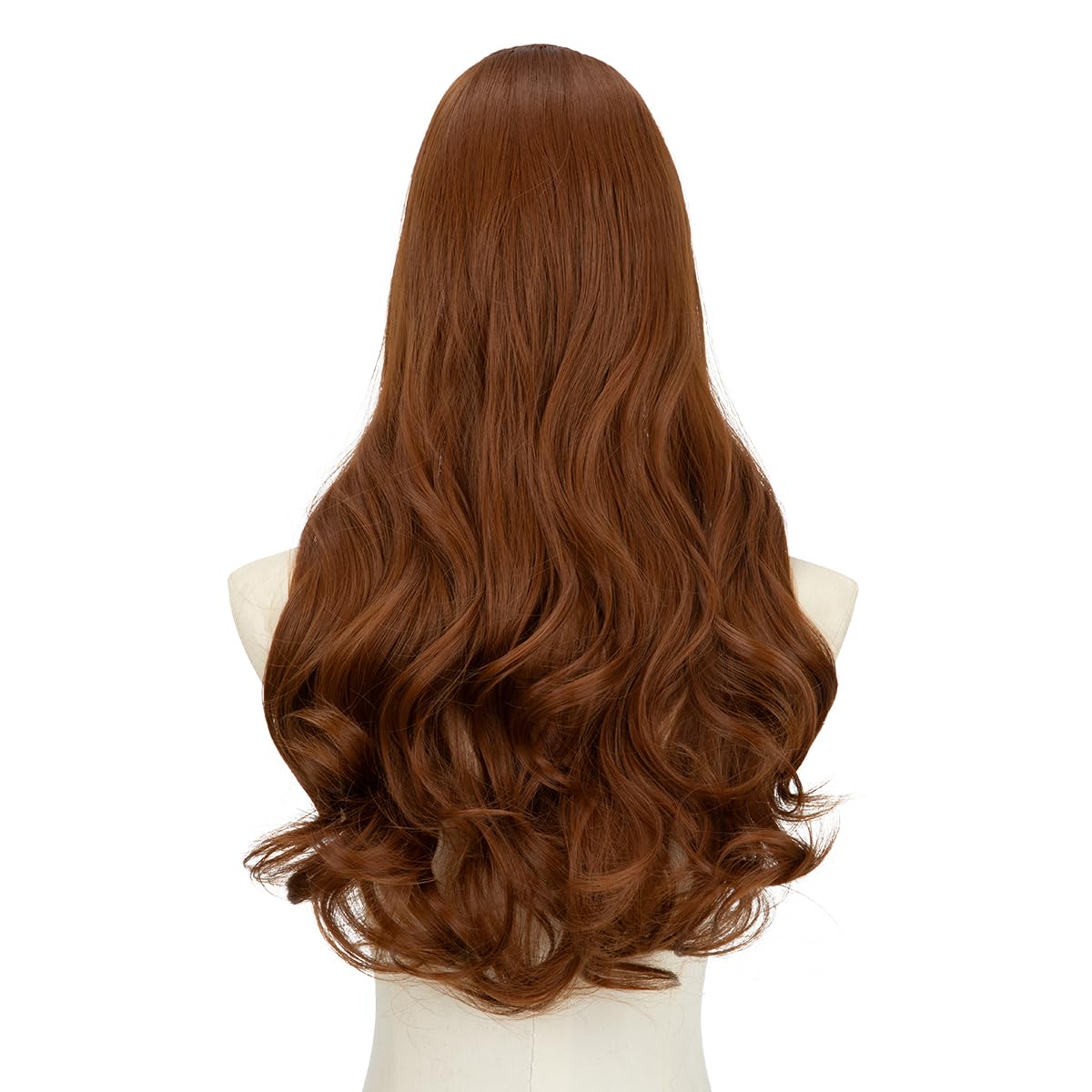 Sarla Clip In U Part Hair Extensions Synthetic Long Wavy Curly Thick Full Head Hairpiece For Women Light Auburn 24 Inch
