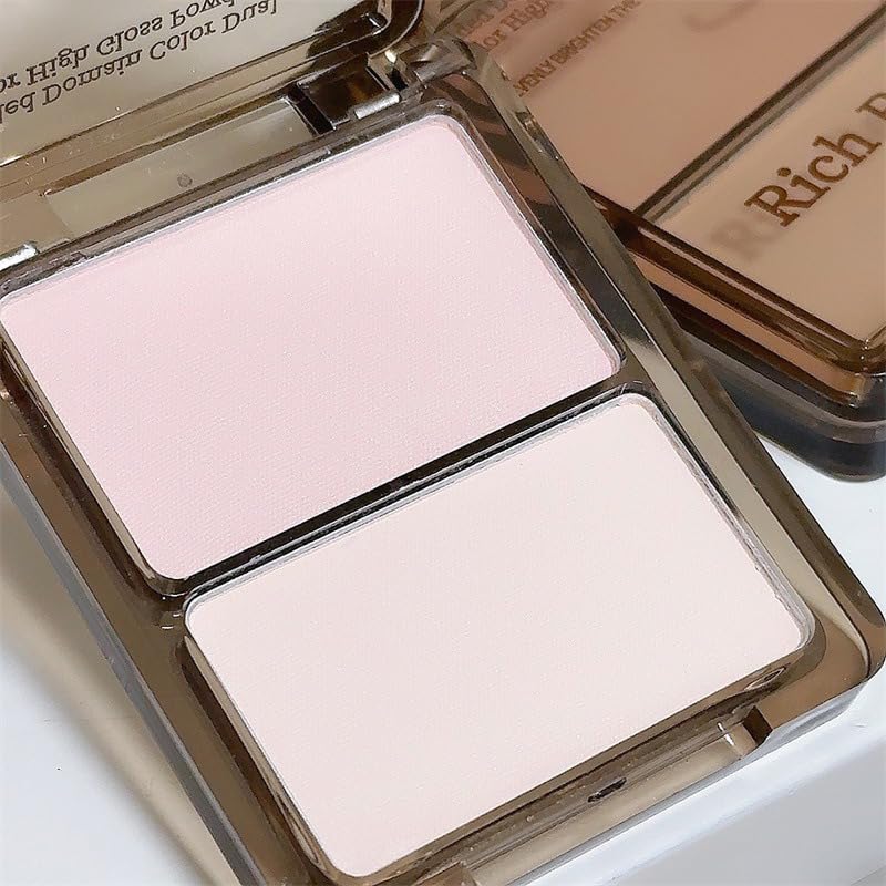 1 PC 2 Colors Facial Contour/Facial Highlighter Blusher Palette, Multi Purpose Matte Contouring Highlighting Palette Creating 3D