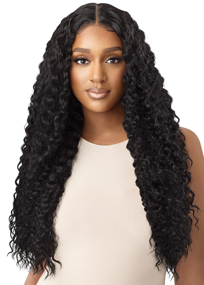 Outre Lace Front Deluxe Wig - Marcella Synthetic Hair, DR4/BL Golden Honey