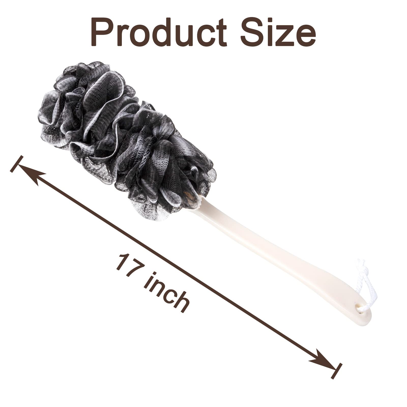 Arswin Back Scrubber For Shower,Loofah Long Handle Bath Body Brush,Soft Nylon Mesh Sponge For Shower,Loofah On A Stick For Men W