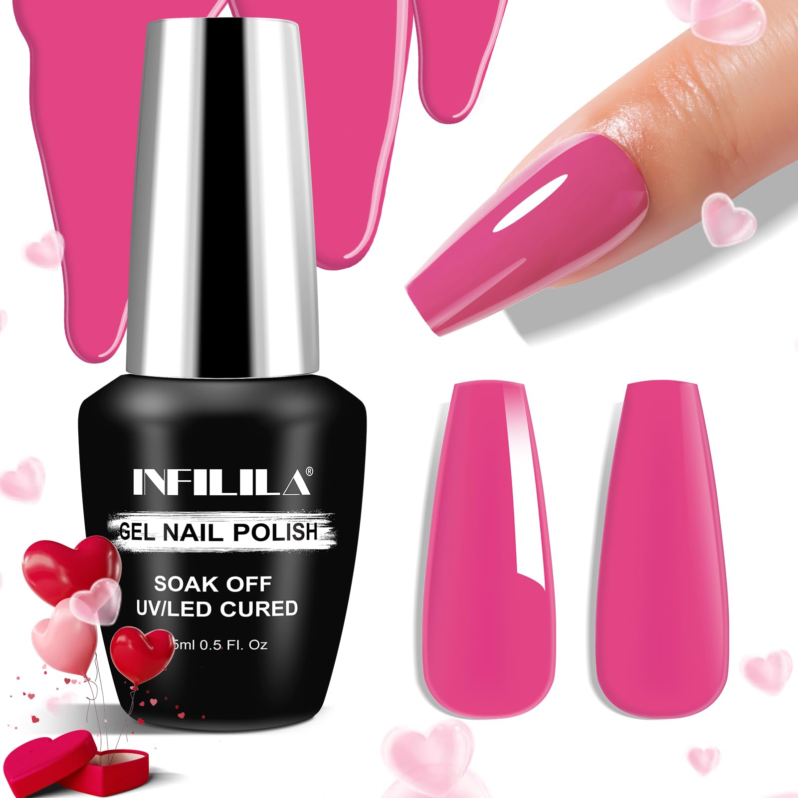 NXJ INFILILA Pink Gel Nail Polish, 15ml 0.51oz Light Pink Gel Polish, Hema Free Pink Gel Polish Long Lasting High Gloss Soak Off