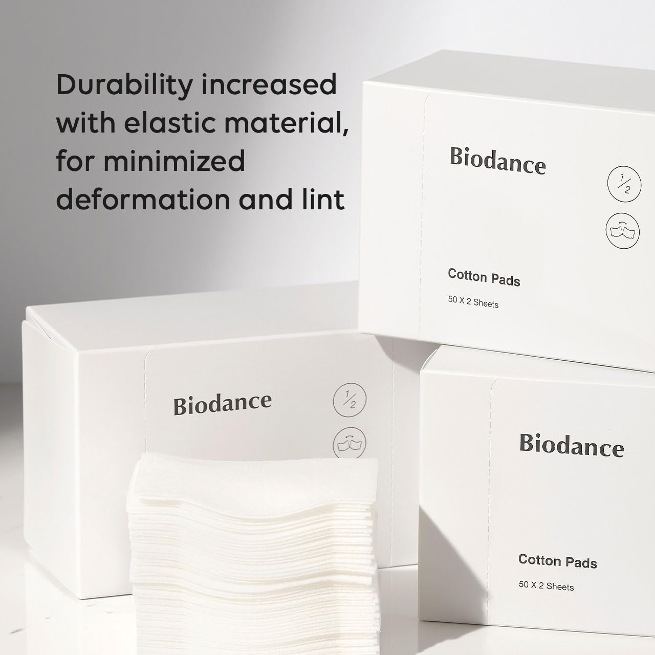 Biodance Cotton Pads, Soft And Thin Square Cotton Pads For Face Toner, Makeup Remover And Facial Cleansing | 50 X 2 Sheets