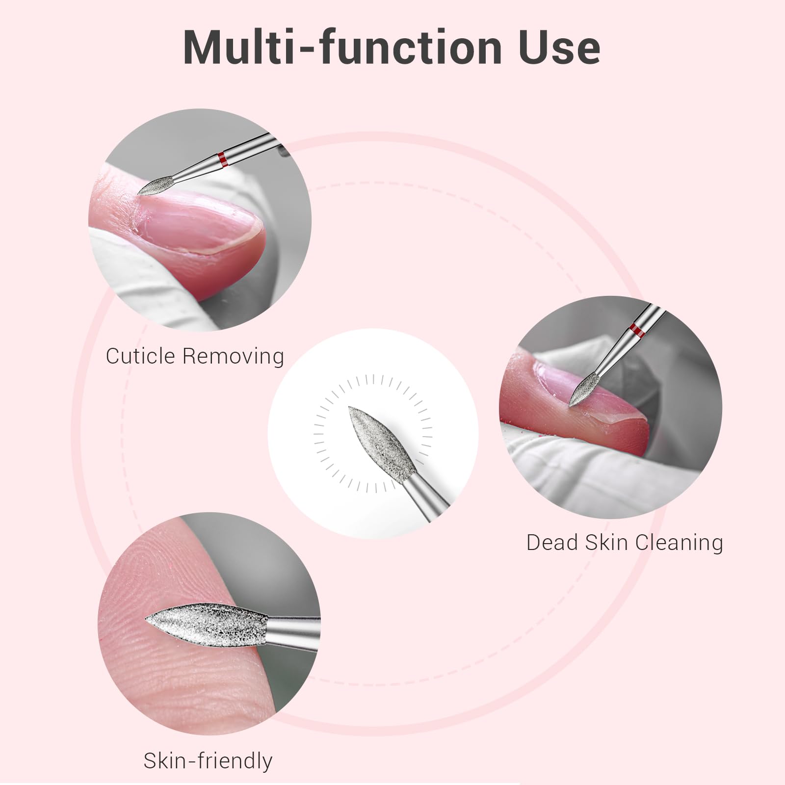 Melodysusie 2.1Mm Nib Shape Cuticle Clean Nail Drill Bit 3/32 ' ', Professional Safety Carbide Diamond Under Nail Cleaner For Cu