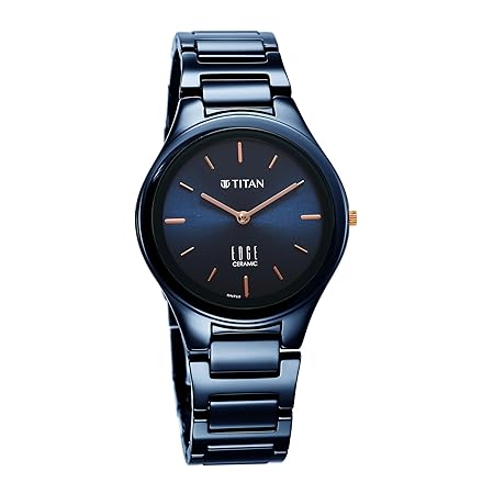 Titan Women Ceramic Analog Blue Dial Casual Watch, Band Color-Blue, Blue, Blue