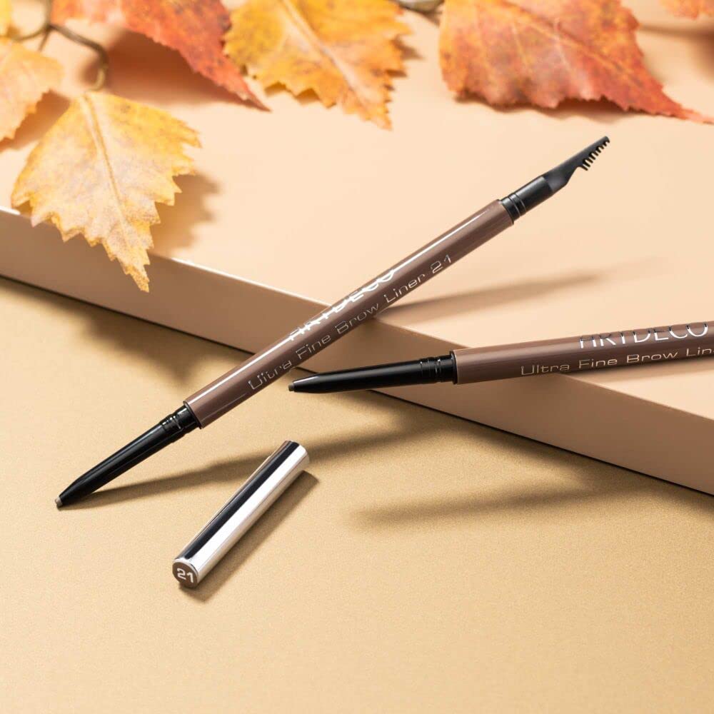 Artdeco Ultra Fine Brow Liner - Ash Brown - Thin Twist-Out Tip Creates Ultra-Fine Lines - Integrated Grooming Brush - Smudge-Pro