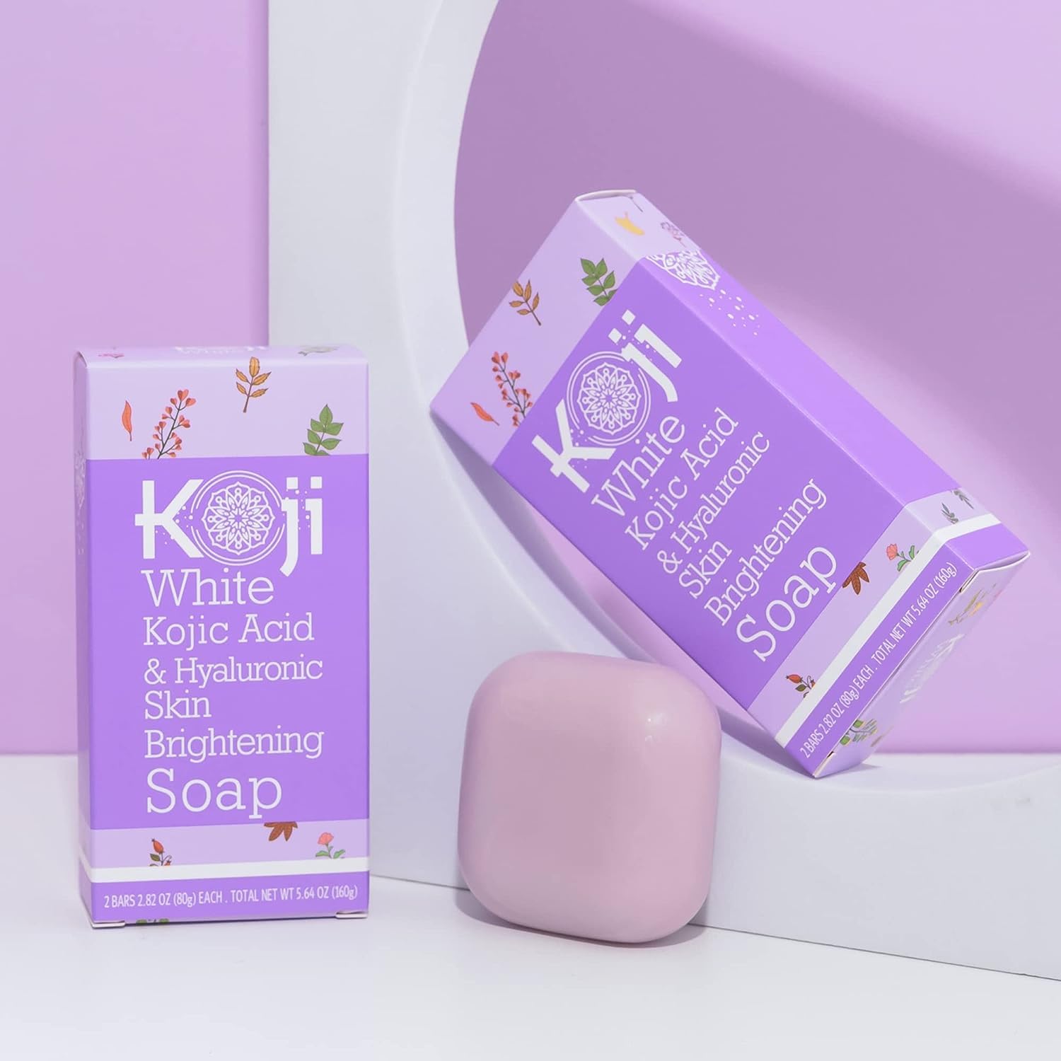 Koji White Kojic Acid & Hyaluronic Acid Skin Brightening Soap for Hydrating, Face Moisturizer, Skin Radiant, Cleansing Bar, Redu