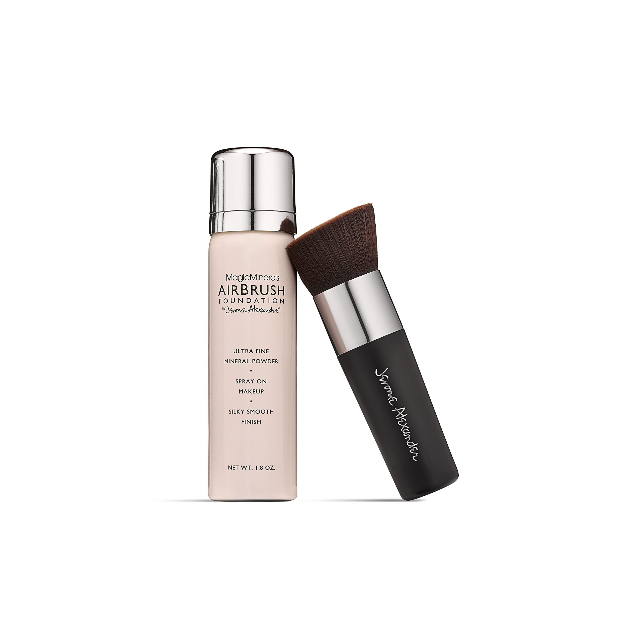 MagicMinerals AirBrush Foundation by Jerome Alexander - 2pc Set with Airbrush Foundation and Kabuki Brush - Spray Makeup with An