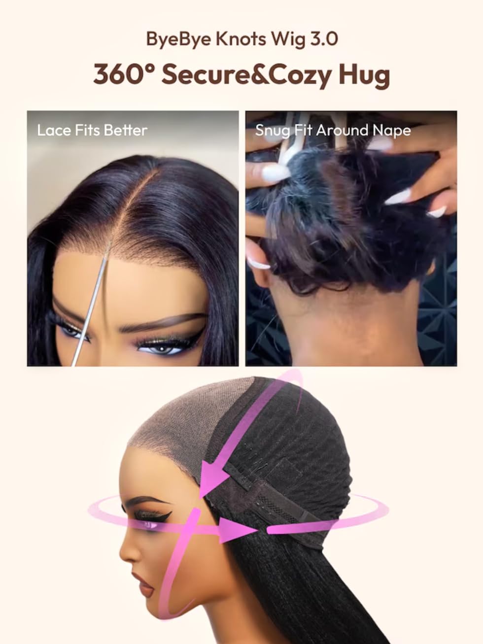 UNICE Water Wave 7X5 Lace Front Wig - 18 Inch Human Hair, Natural Black, Pre Plucked, 180% Density, Glueless